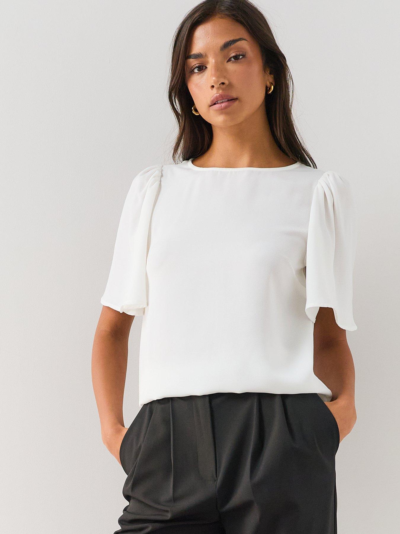 Image 6 of 7 of The Very Collection Tiered Sleeve Blouse - White