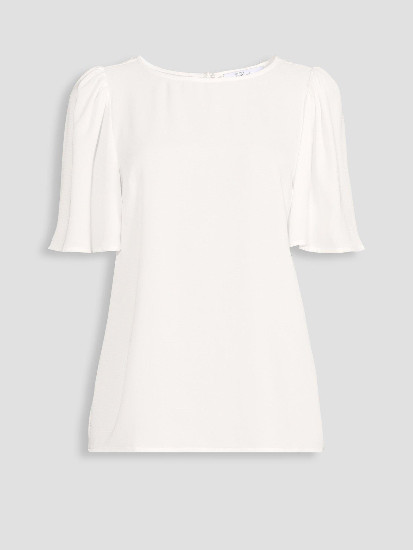 Image 7 of 7 of The Very Collection Tiered Sleeve Blouse - White