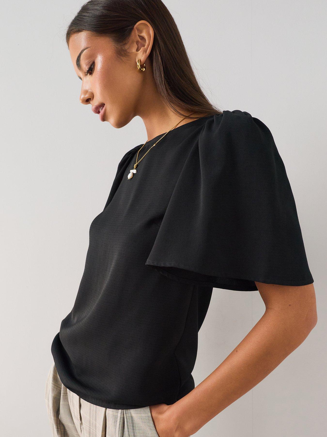 The Very Collection Tiered Sleeve Blouse - Black