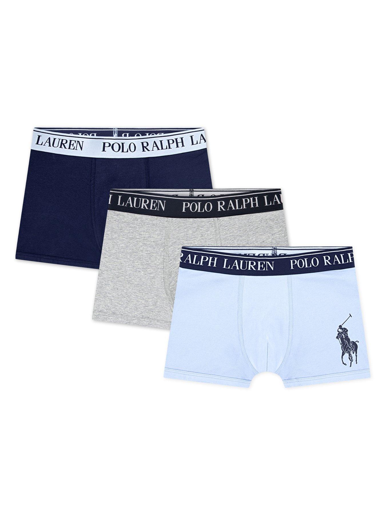 undefined Boys 3 Pack Cotton Stretch Logo Boxers - Blue