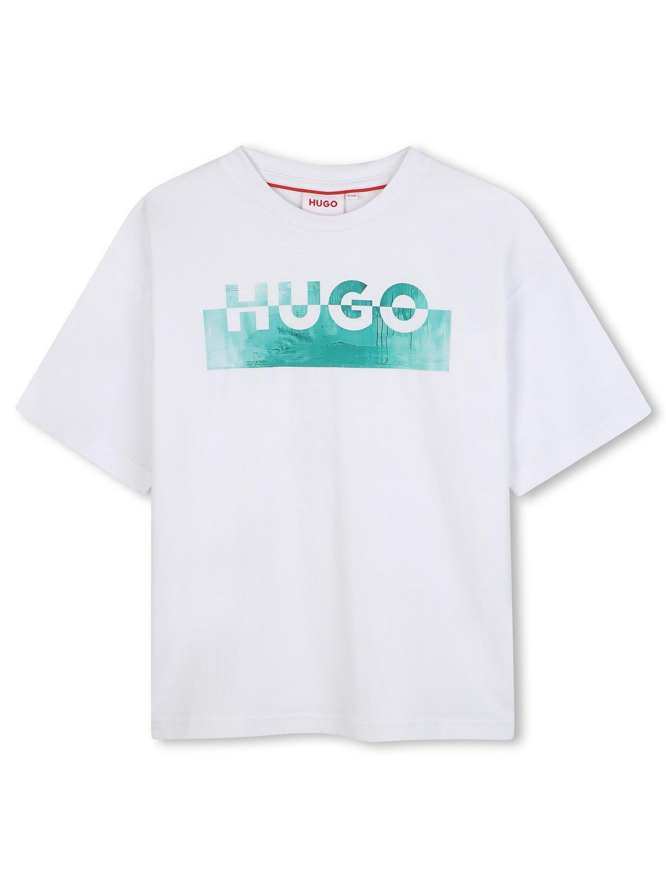 HUGO Boys Logo T-Shirt, White, Size 14 Years