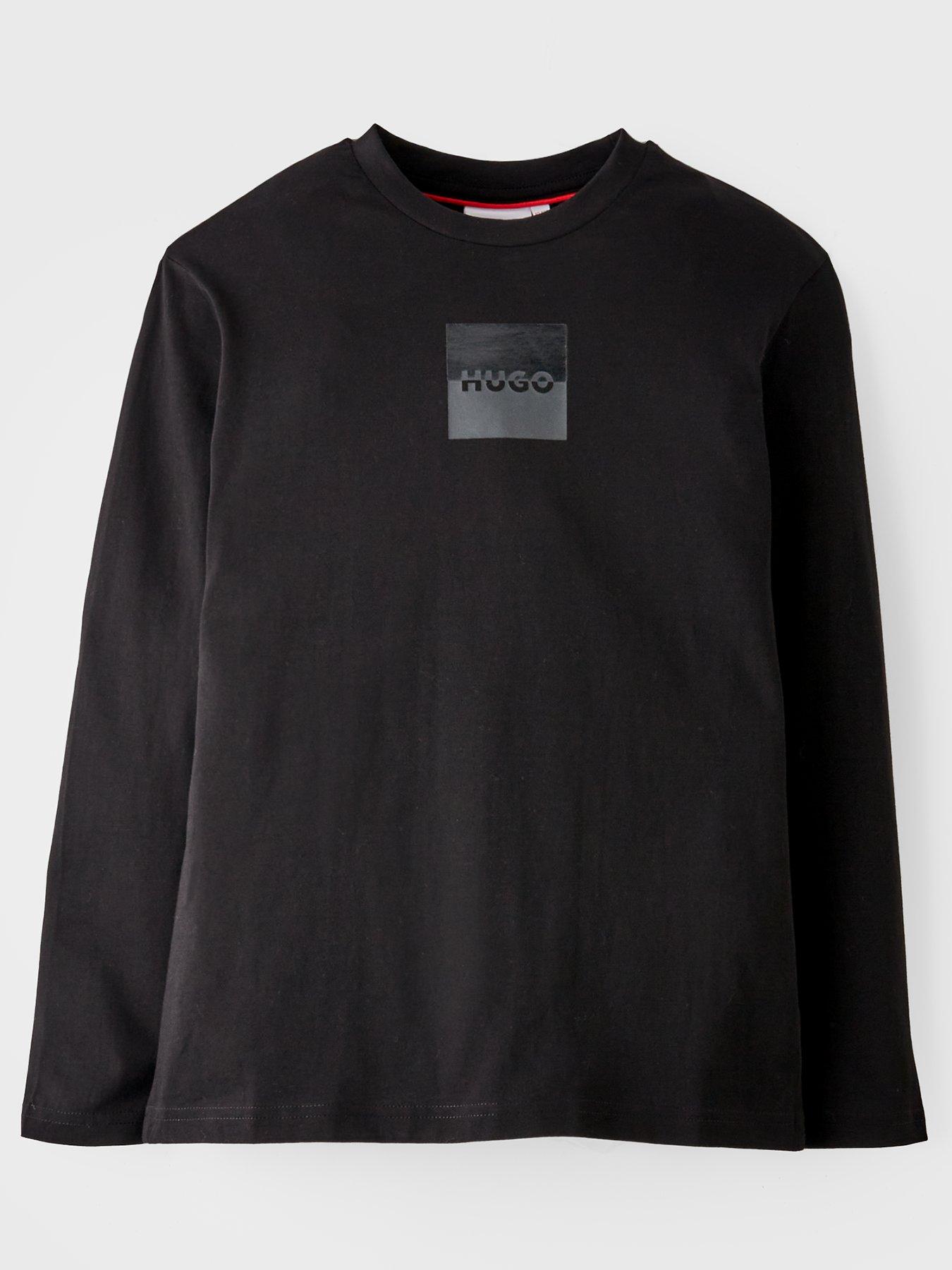 HUGO Boys Logo Long Sleeve T-Shirt, Black, Size 12 Years