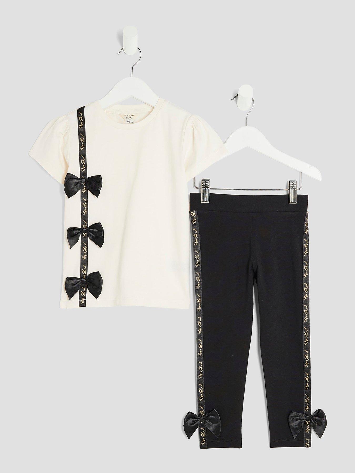 undefined Mini Girls River Island T-shirt & Leggings Set - Cream