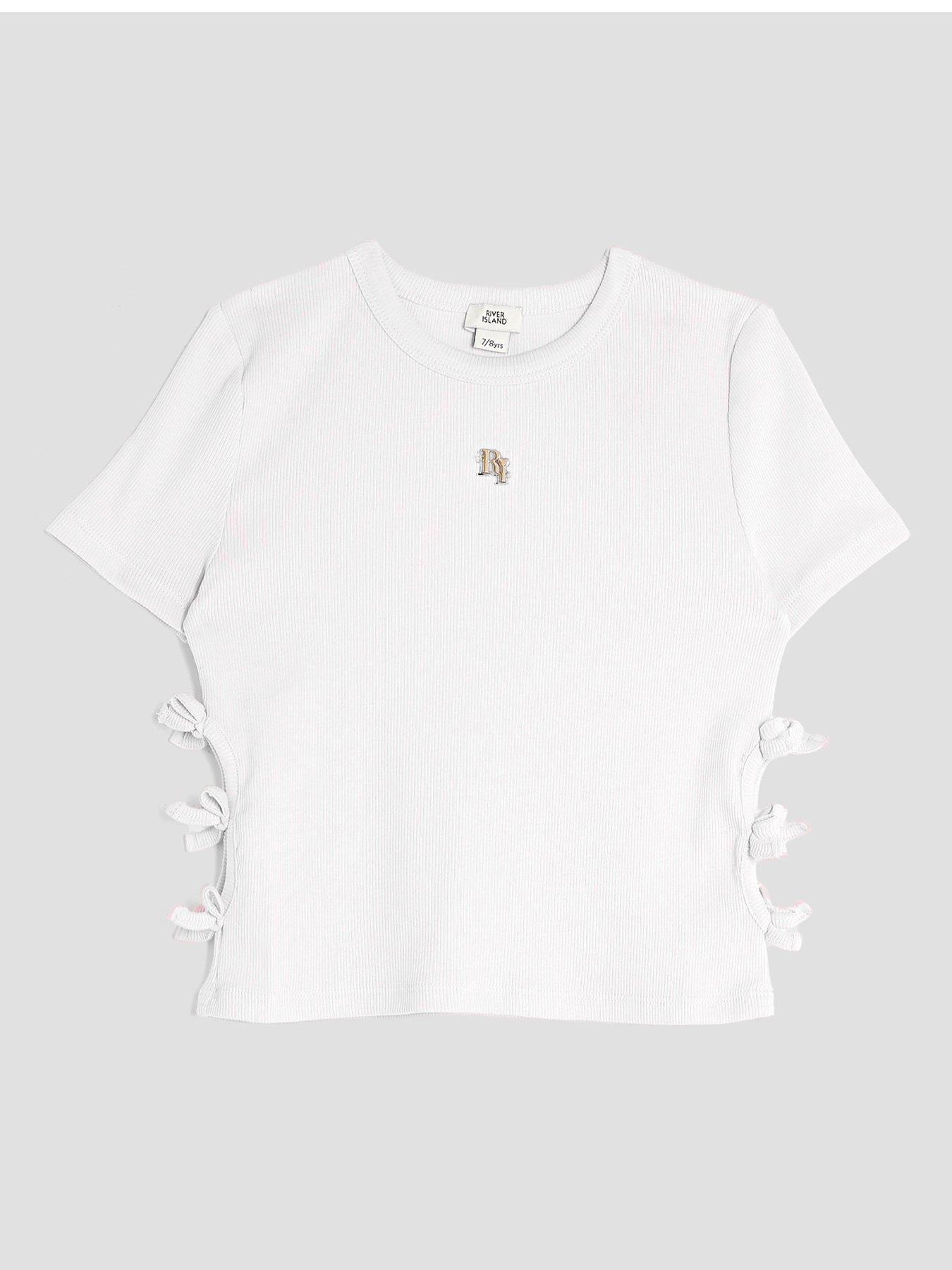 undefined Older Girls Ruched Side Top - White