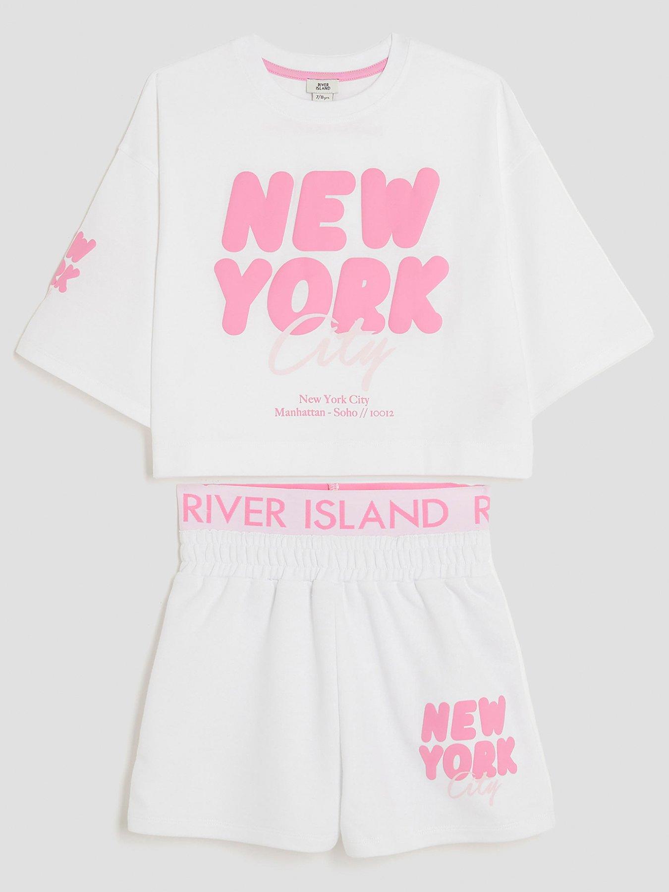 undefined Older Girls New York T-Shirt And Shorts Set - White