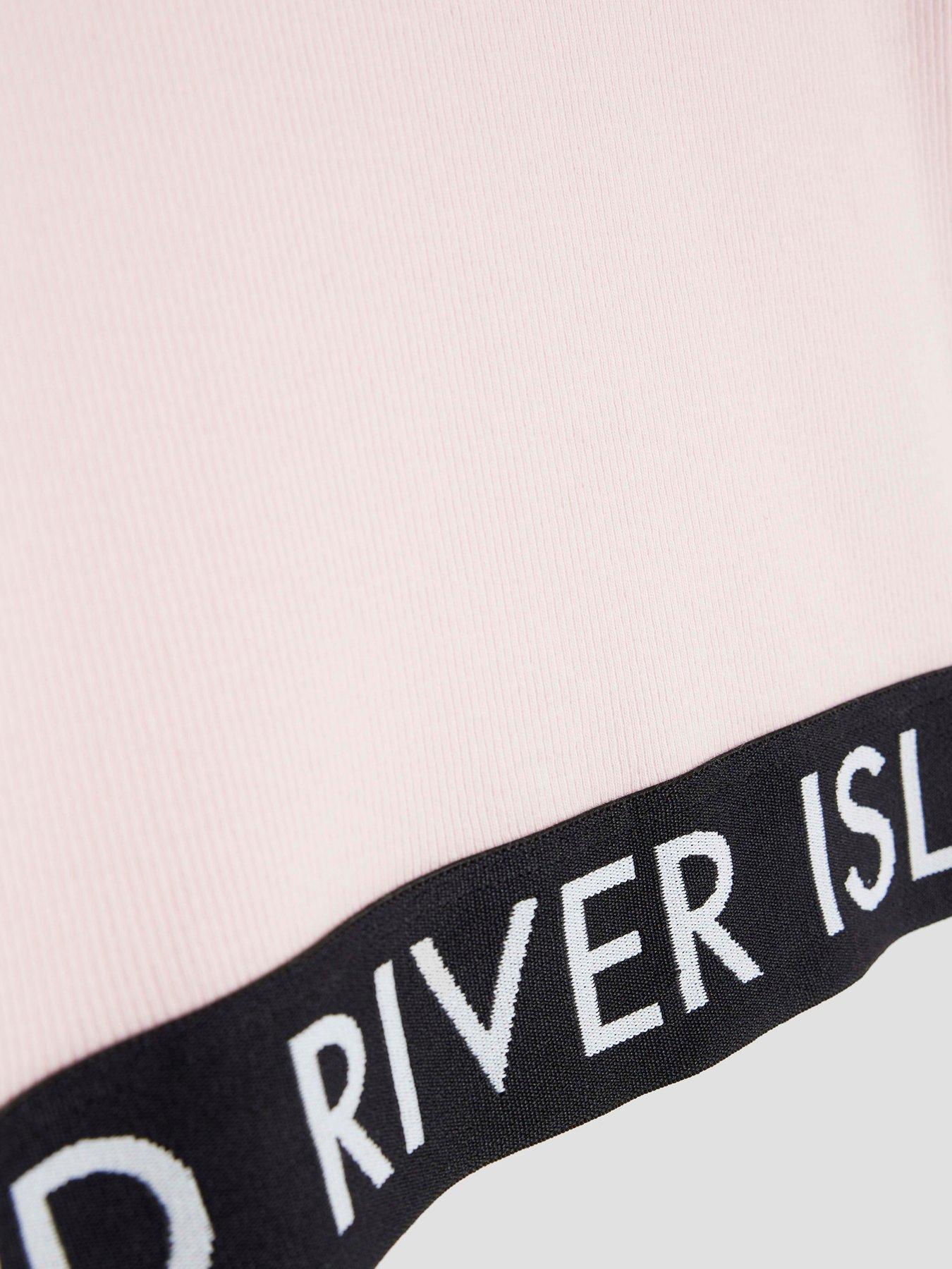 Image 4 of 4 of River Island Older Girls Ribbed River Island Long Sleeve Top - Pink