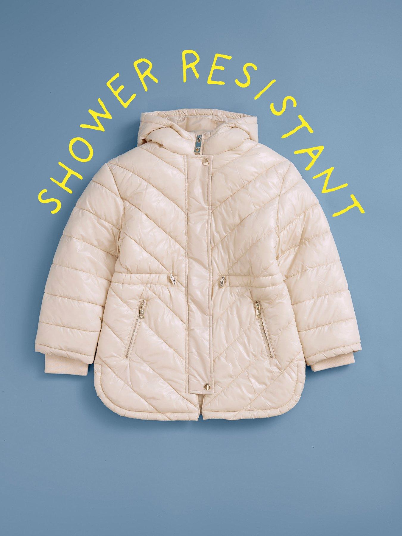 River Island Older Girls Hooded Padded Coat Cream Very