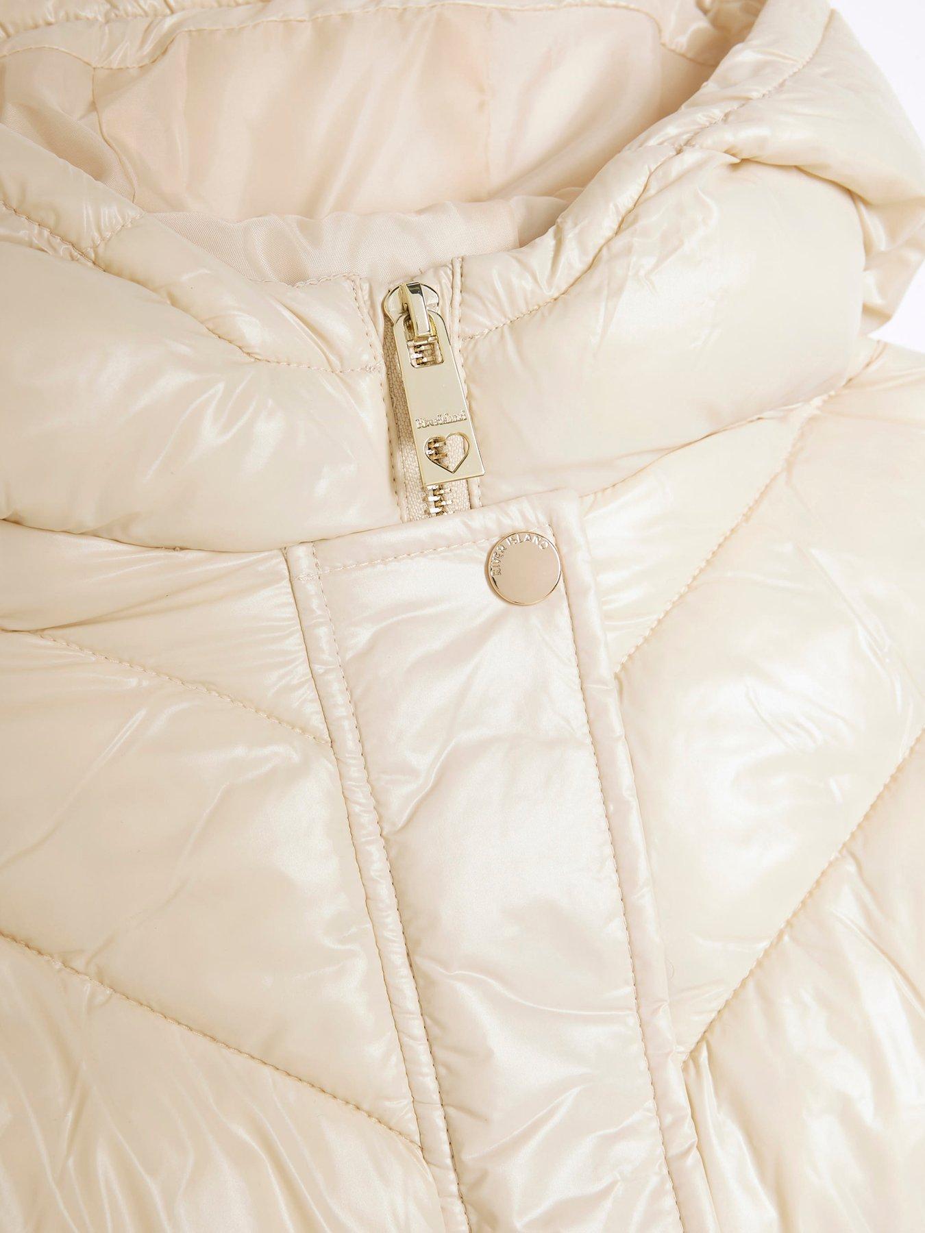 Image 5 of 5 of River Island Older Girls Hooded Padded Coat - Cream