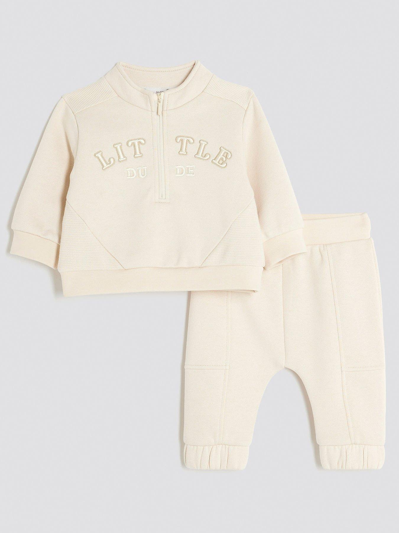 River Island Baby Baby Boys Little Dude Hoodie Set - Cream