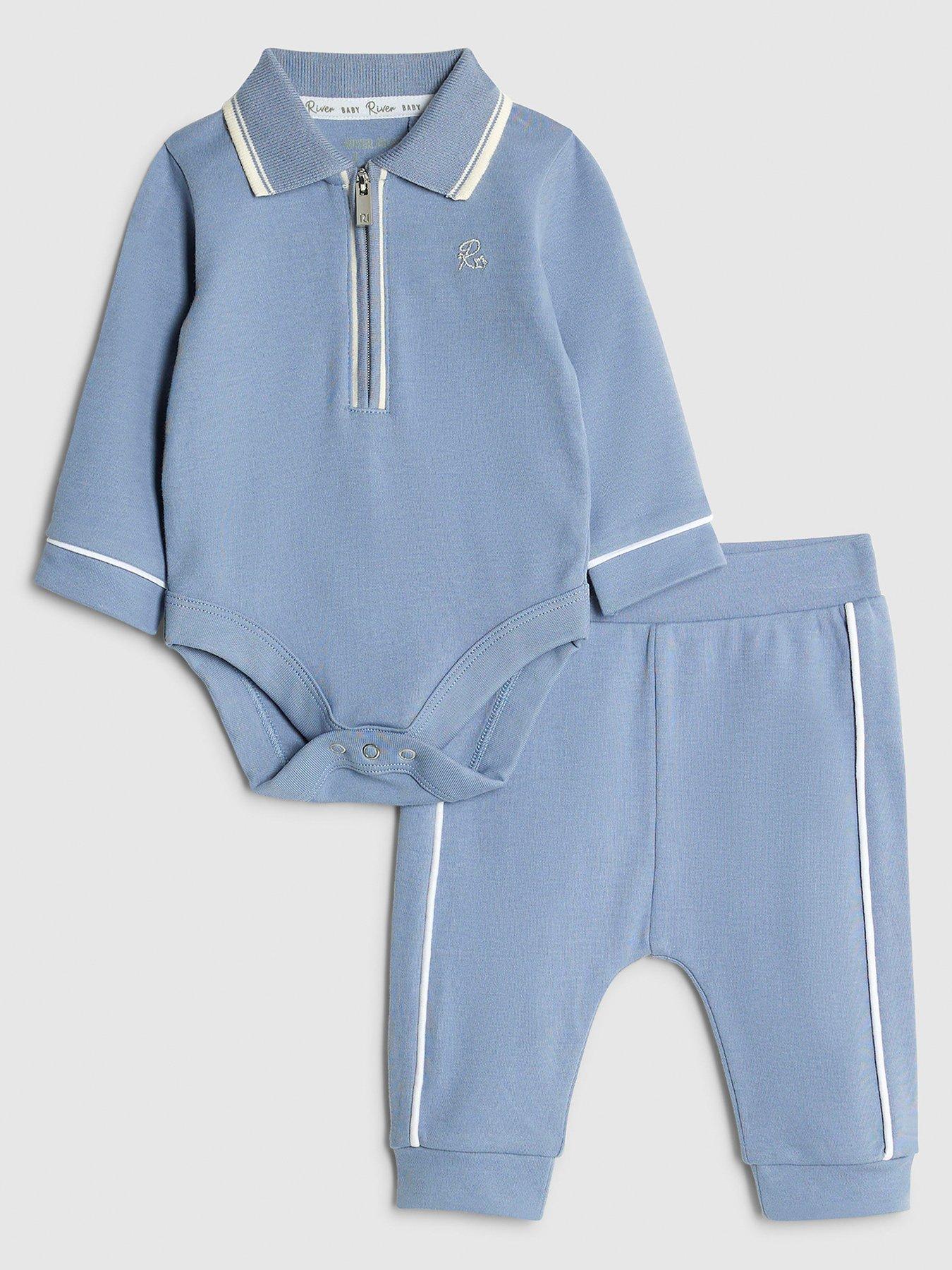River Island Baby Boys Smart Bodysuit Set - Blue