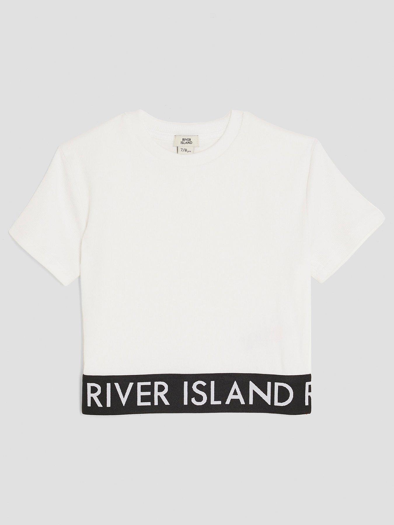River Island Older Girls Ribbed River Island Waistband Top - White