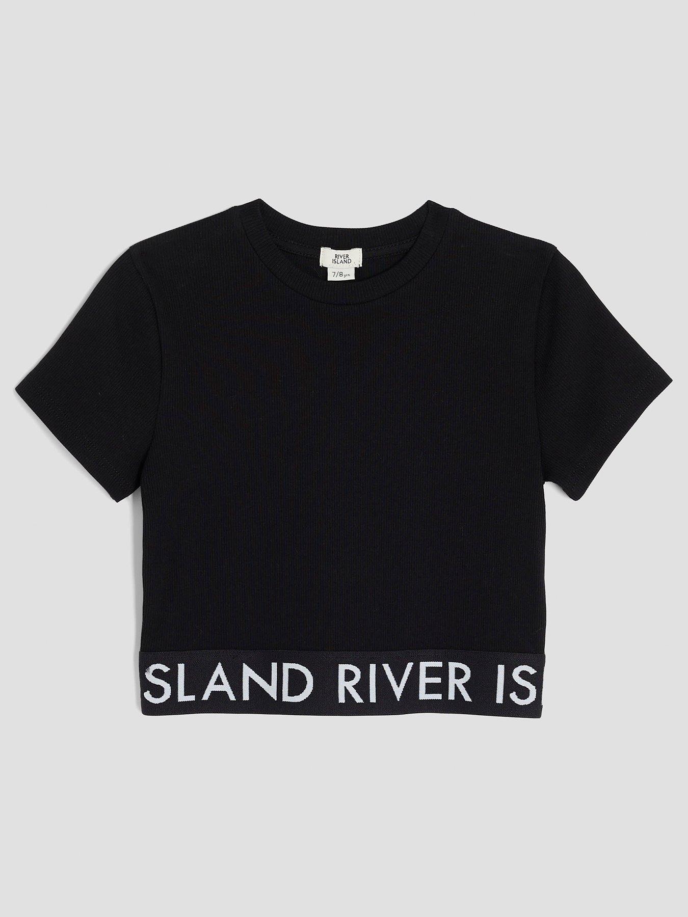 undefined Older Girls Ribbed Waistband Top - Black