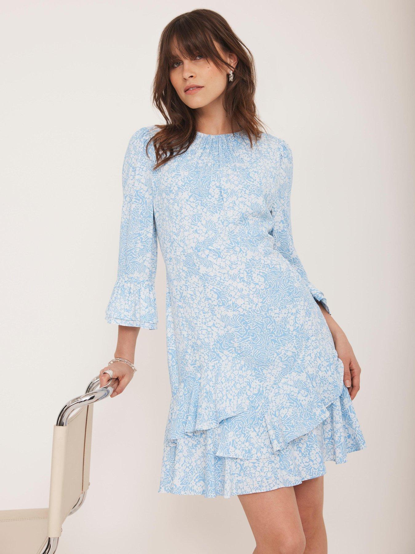 undefined Floral Print Mini Dress - Blue
