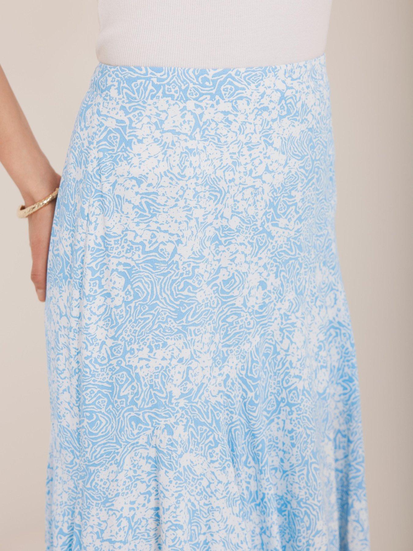 Mint Velvet Floral Print Skirt Blue Very