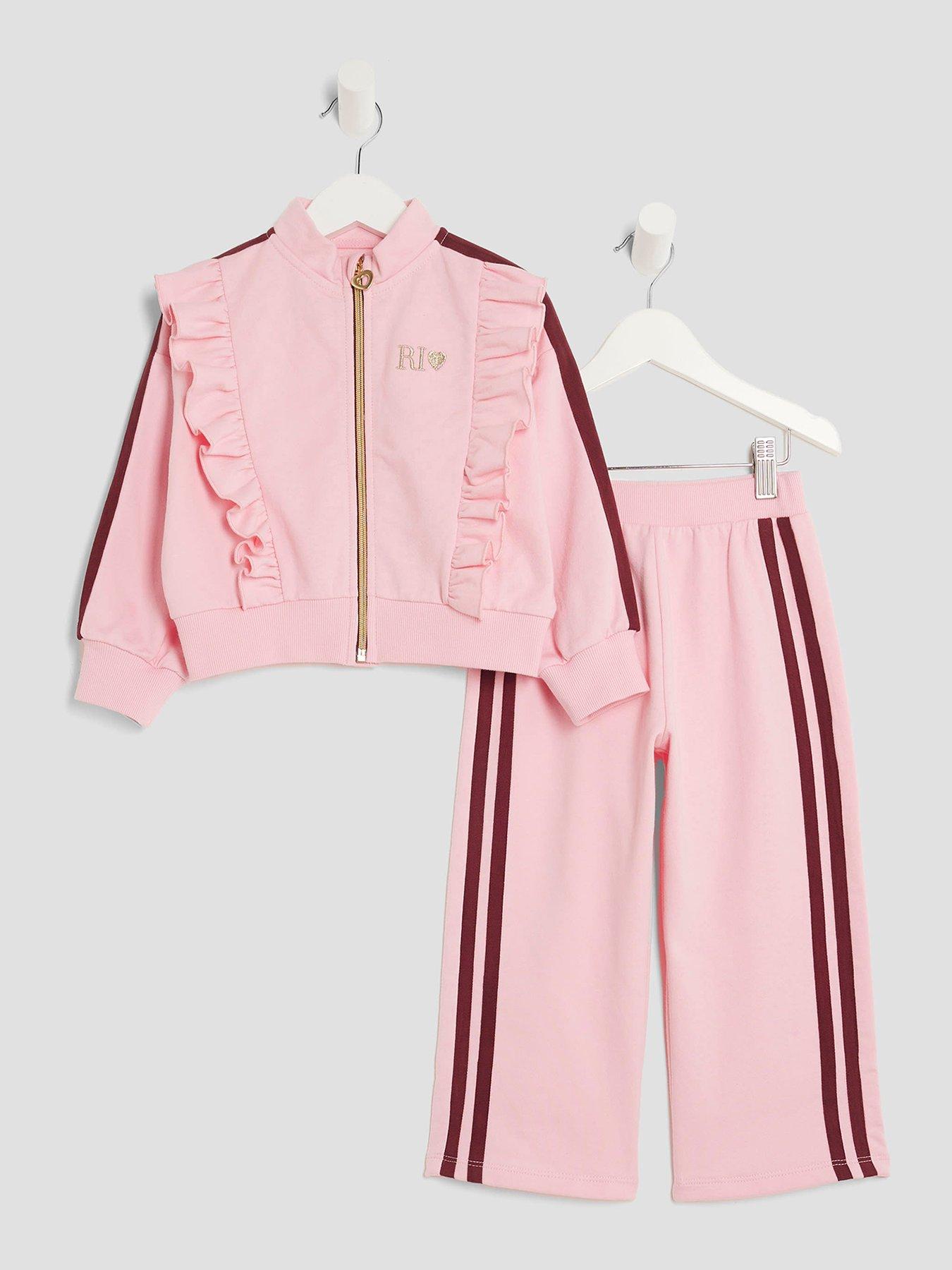 River Island Mini Girls Frill Track Set - Pink
