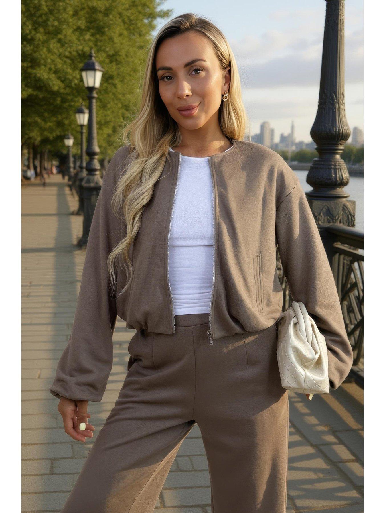Image 3 of 4 of AX Paris Blouson Jacket - Mocha