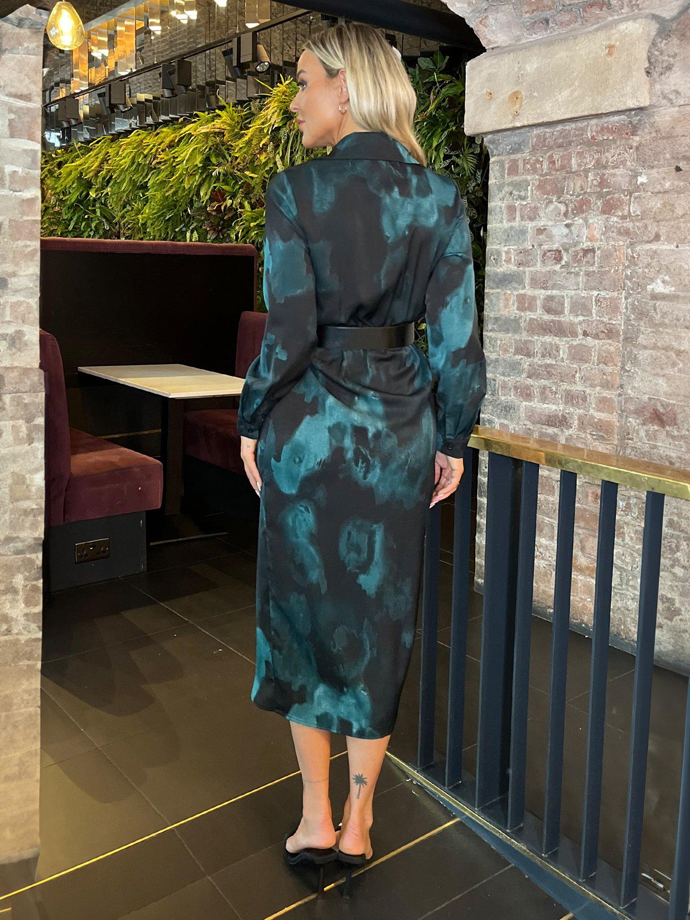 AX Paris Teal Belted Shirt Dress Green Very