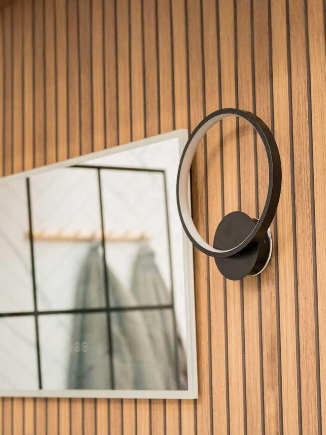 ValueLights Infinity Matte Black IP44 Circle Integrated LED Wall Light