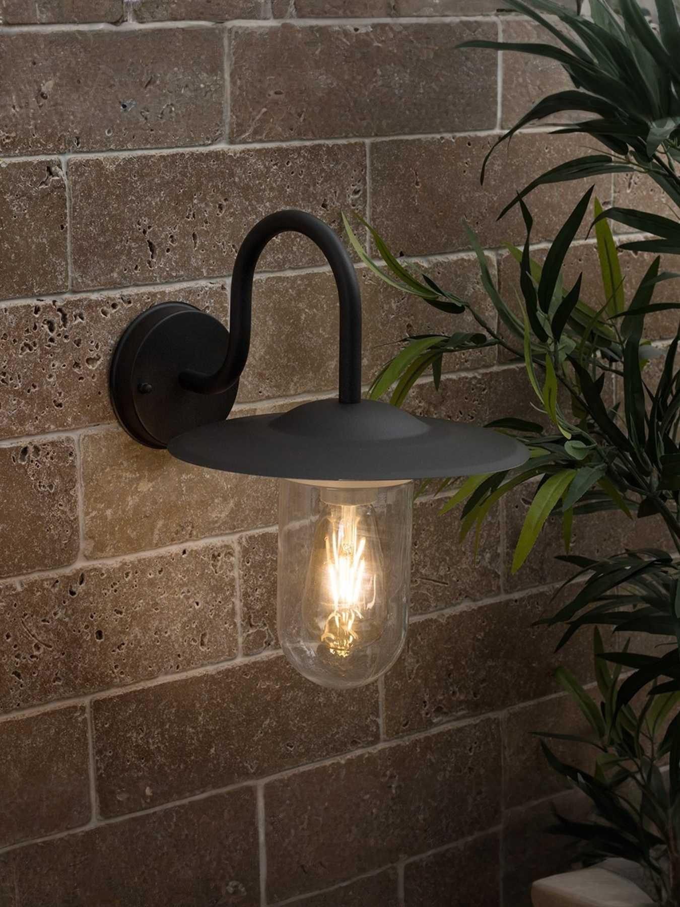 undefined Lynton Black IP44 Outdoor Swan Neck Wall Lantern