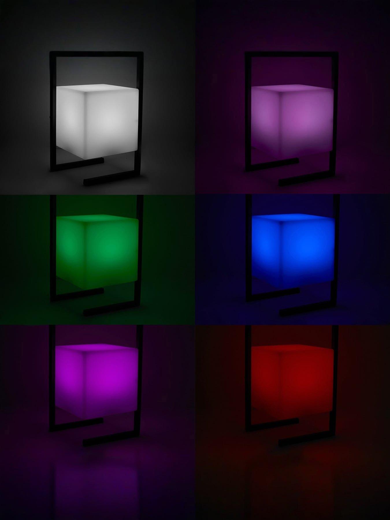 ValueLights Corte White Cube LED Colour Changing Rechargeable Table Light
