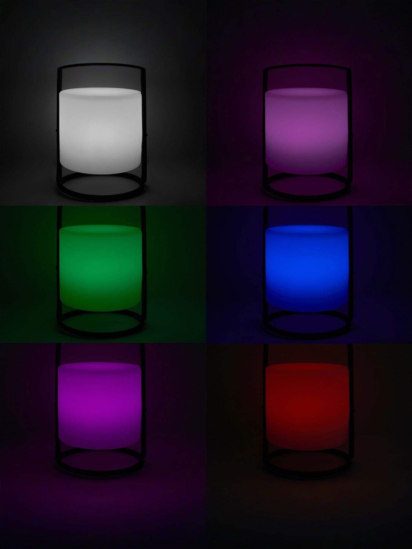 ValueLights Corte White Cylinder LED Colour Changing Rechargeable Table Light