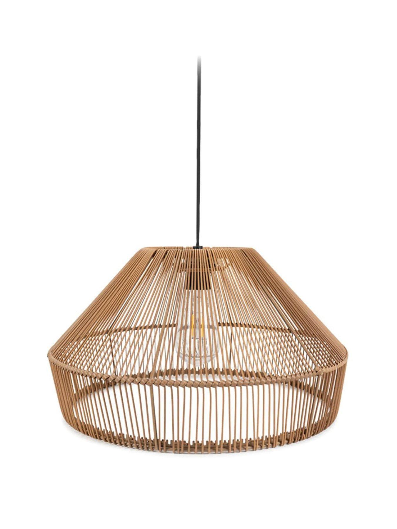 Image 3 of 5 of ValueLights Solar Powered Natural Rattan Pendant Lamp