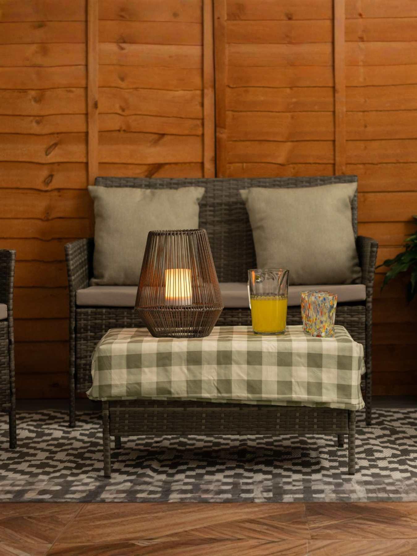 ValueLights Rattan Wicker Solar Powered Outdoor Lantern