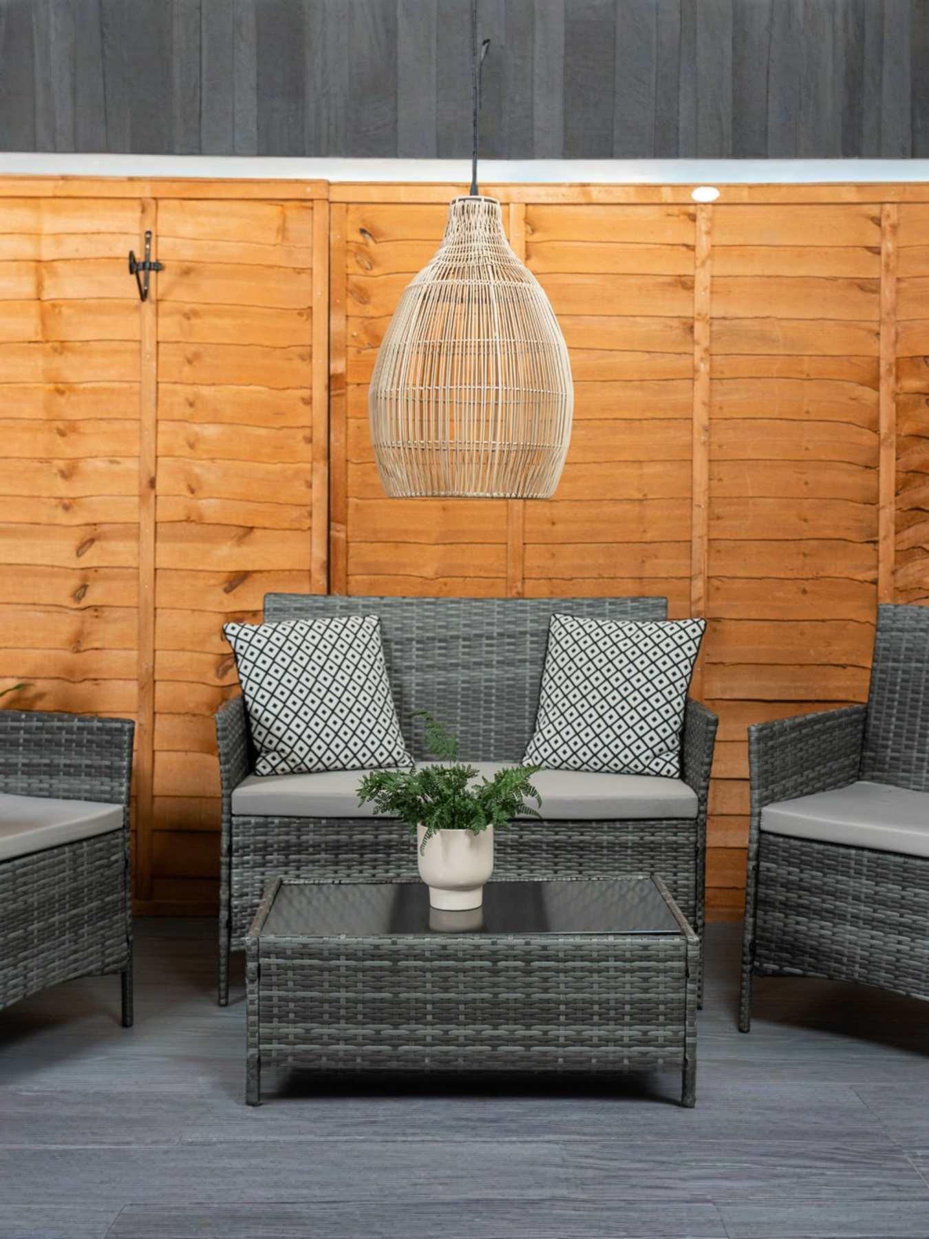 ValueLights Wicker Teardrop Solar Powered Hanging Pendant Light