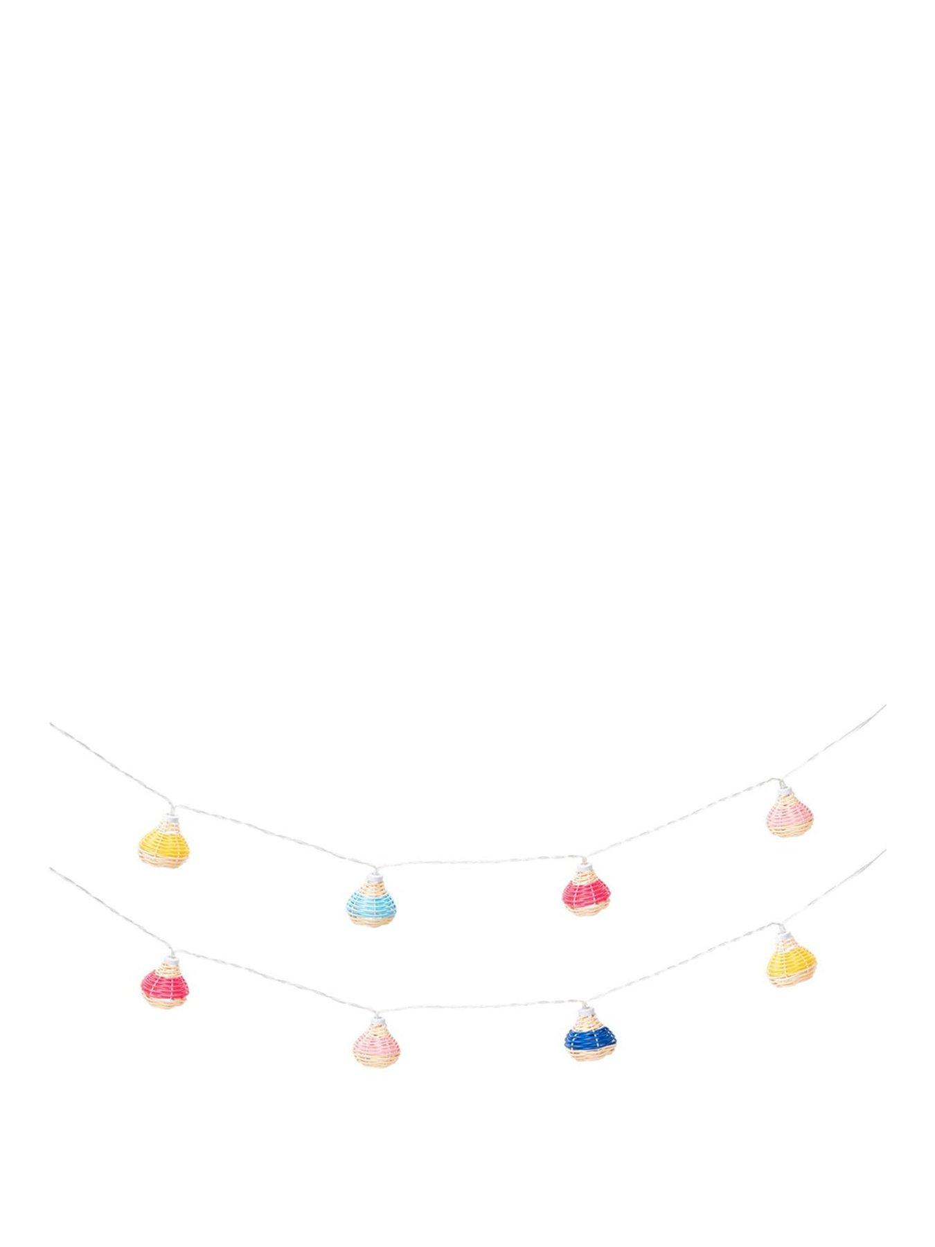 Image 2 of 3 of ValueLights Battery Powered Multicolour Rattan String Lights - Set of 10