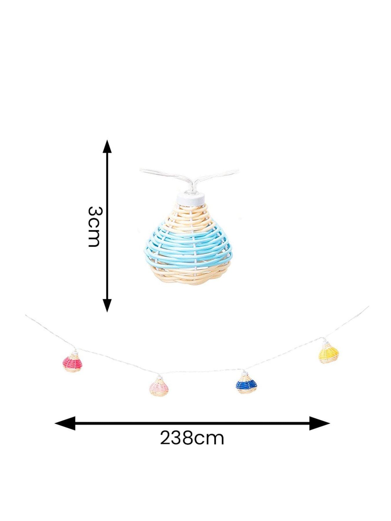 Image 3 of 3 of ValueLights Battery Powered Multicolour Rattan String Lights - Set of 10