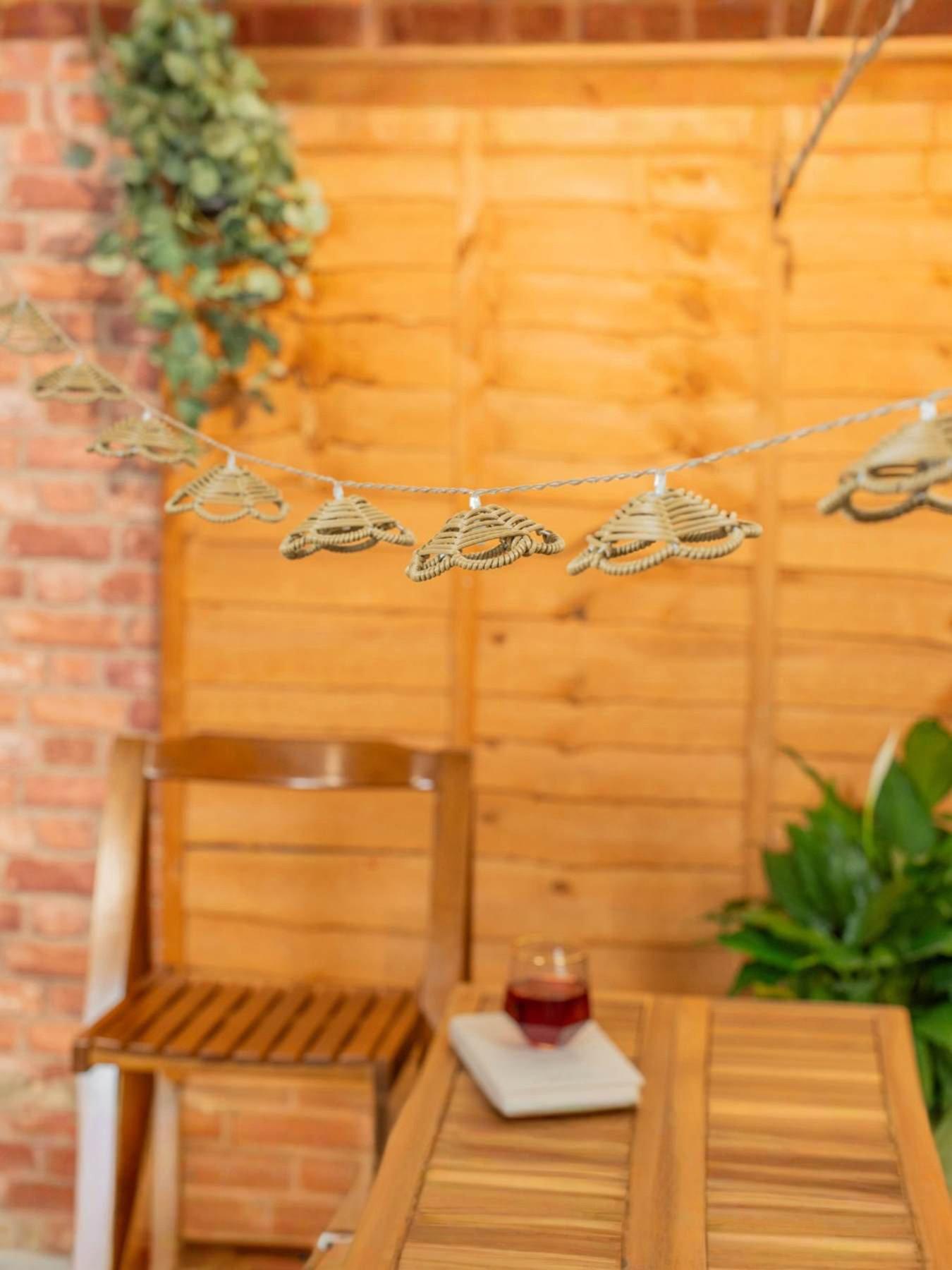 ValueLights Battery Powered Rattan Flower String Lights - Set of 10