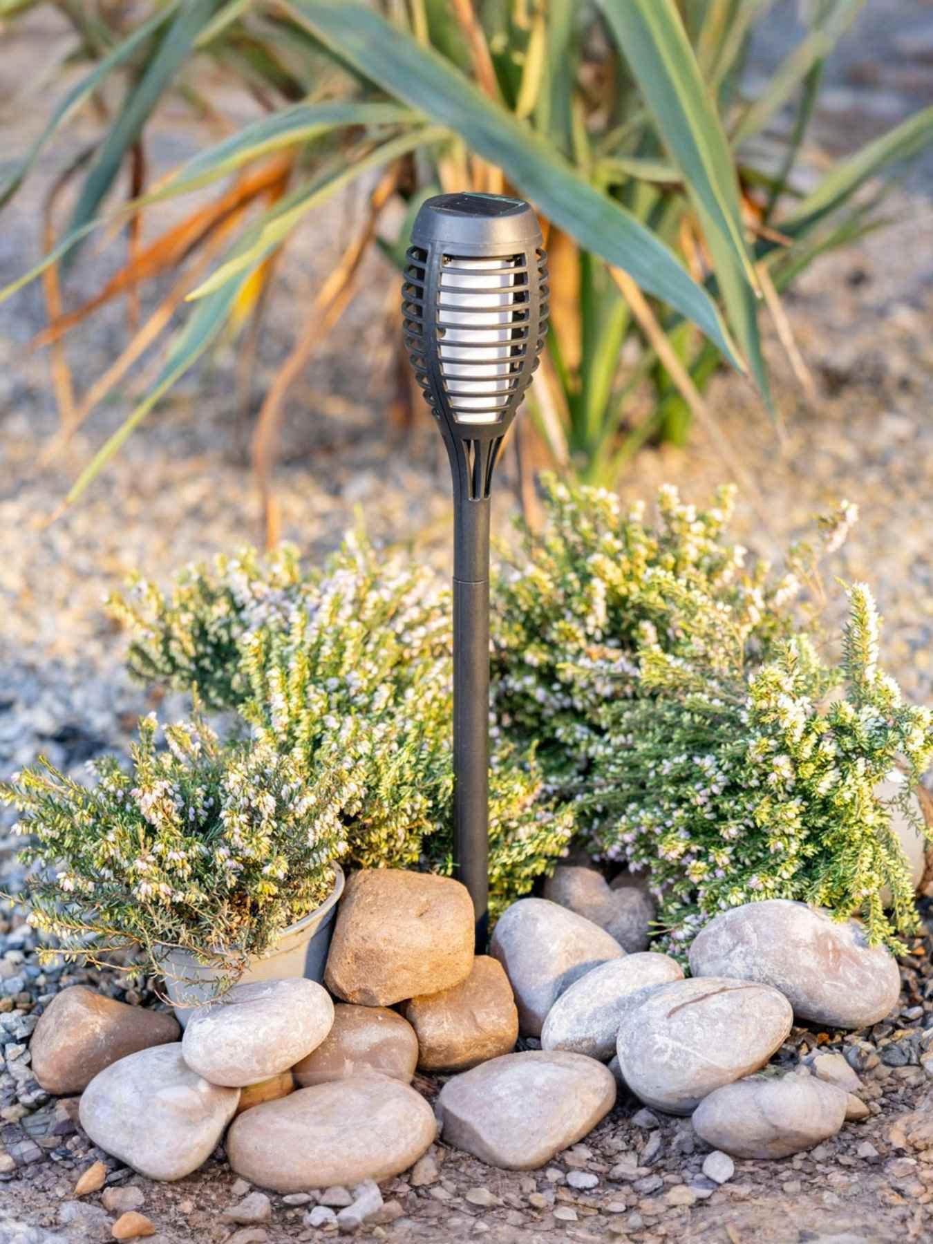 undefined Flame Effect Solar Powered Stake Lights - Set of 6