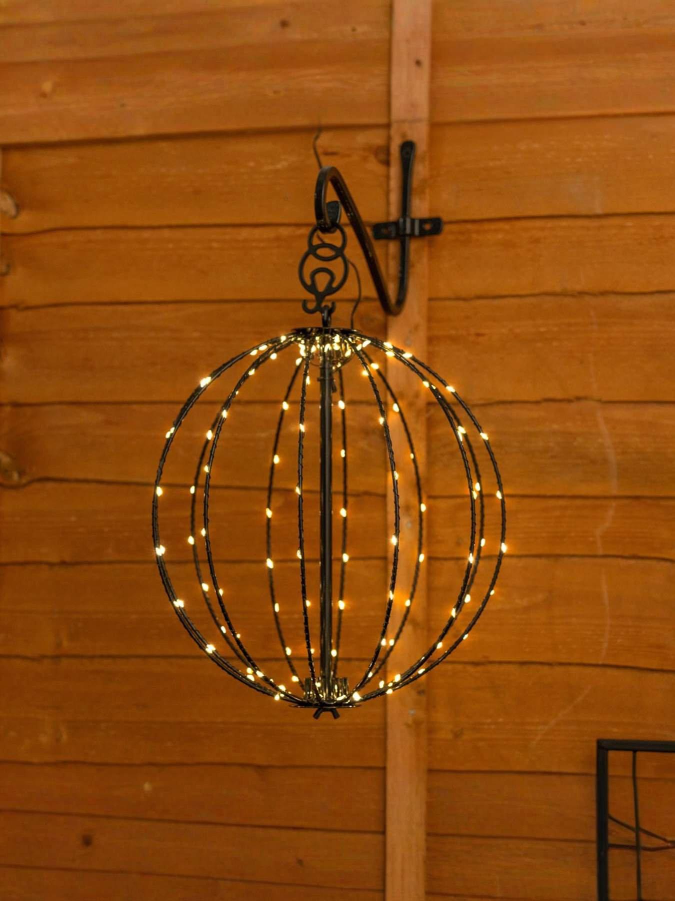 undefined Black Metal Wire Solar Powered Hanging Fairy Light Lantern