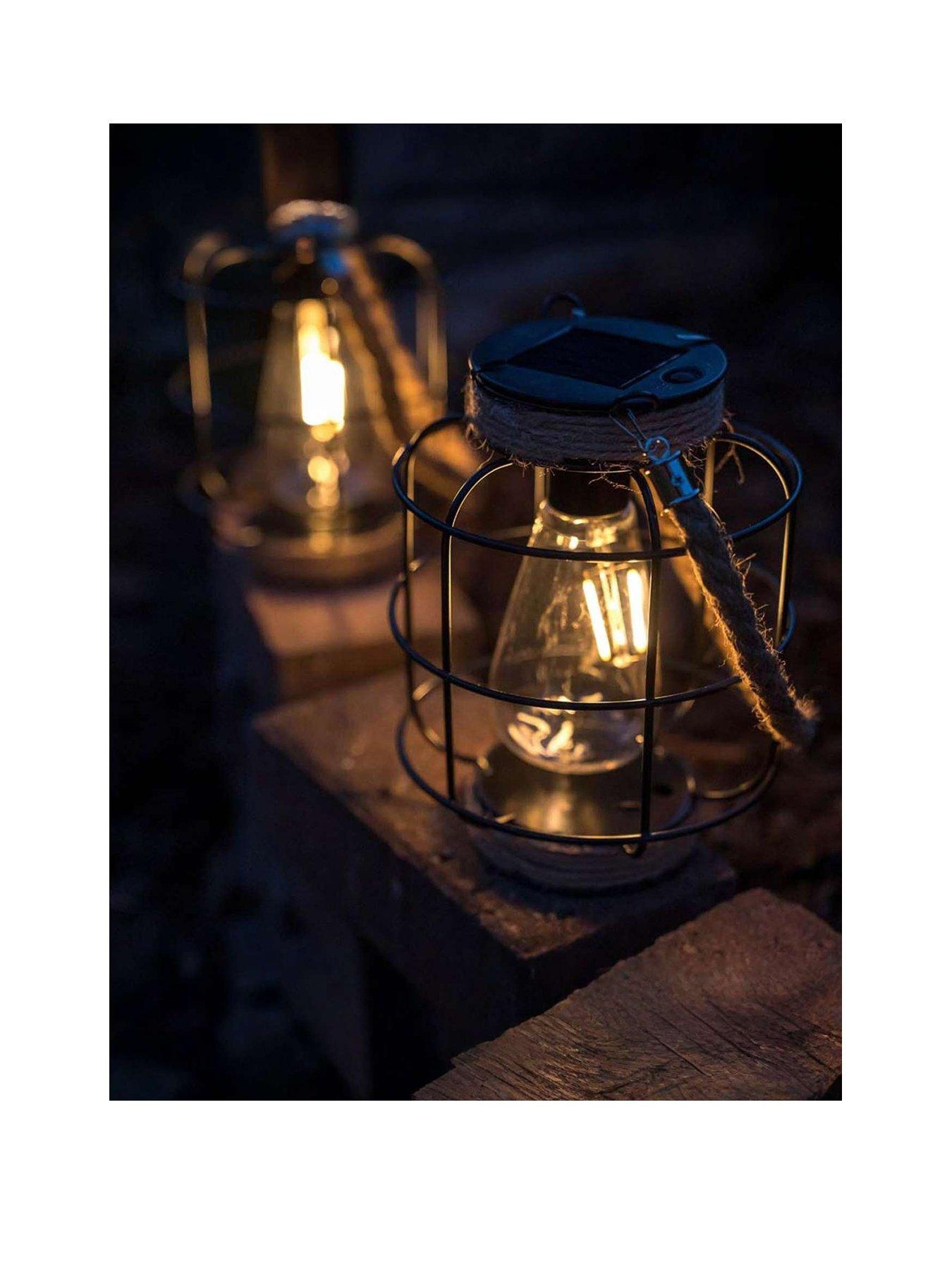 Image 3 of 7 of ValueLights Solar Powered Pair of Caged Jars with Filament Bulbs