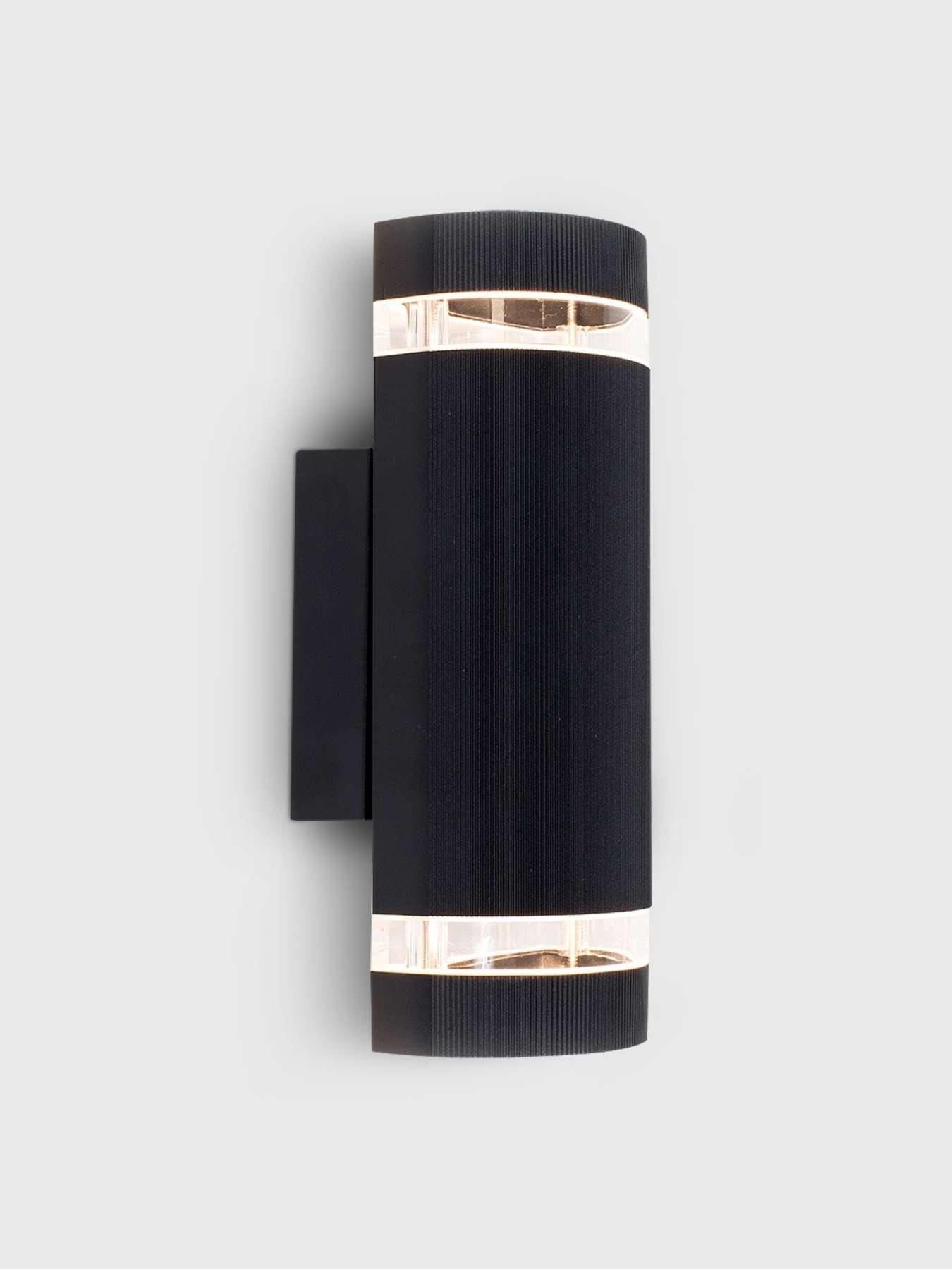 ValueLights Ryston Pair of Black IP54 Outdoor Up / Down Wall Lights