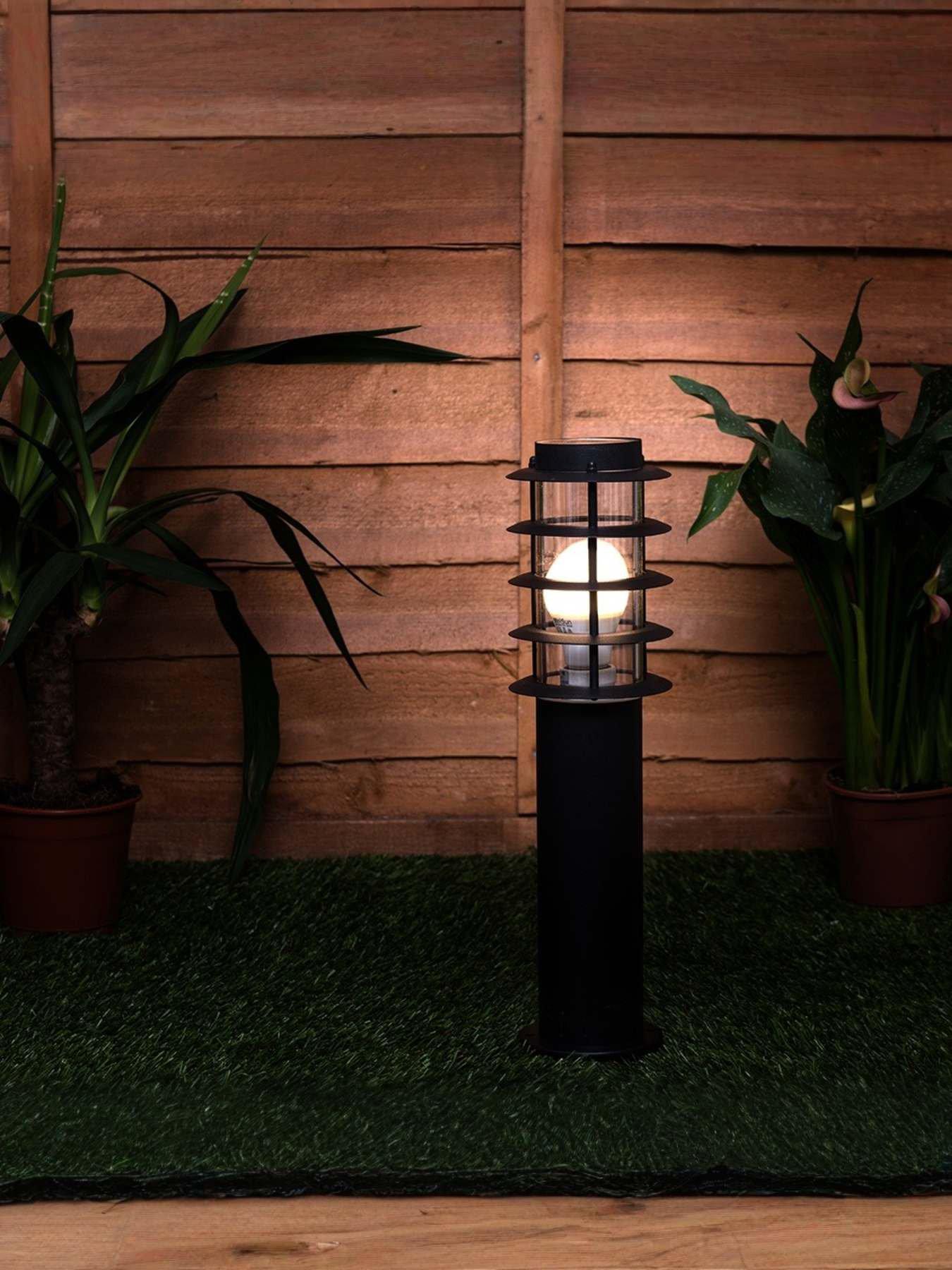 undefined Wharf Pair of Black Stainless Steel IP44 Outdoor Bollard Lights - 45cm