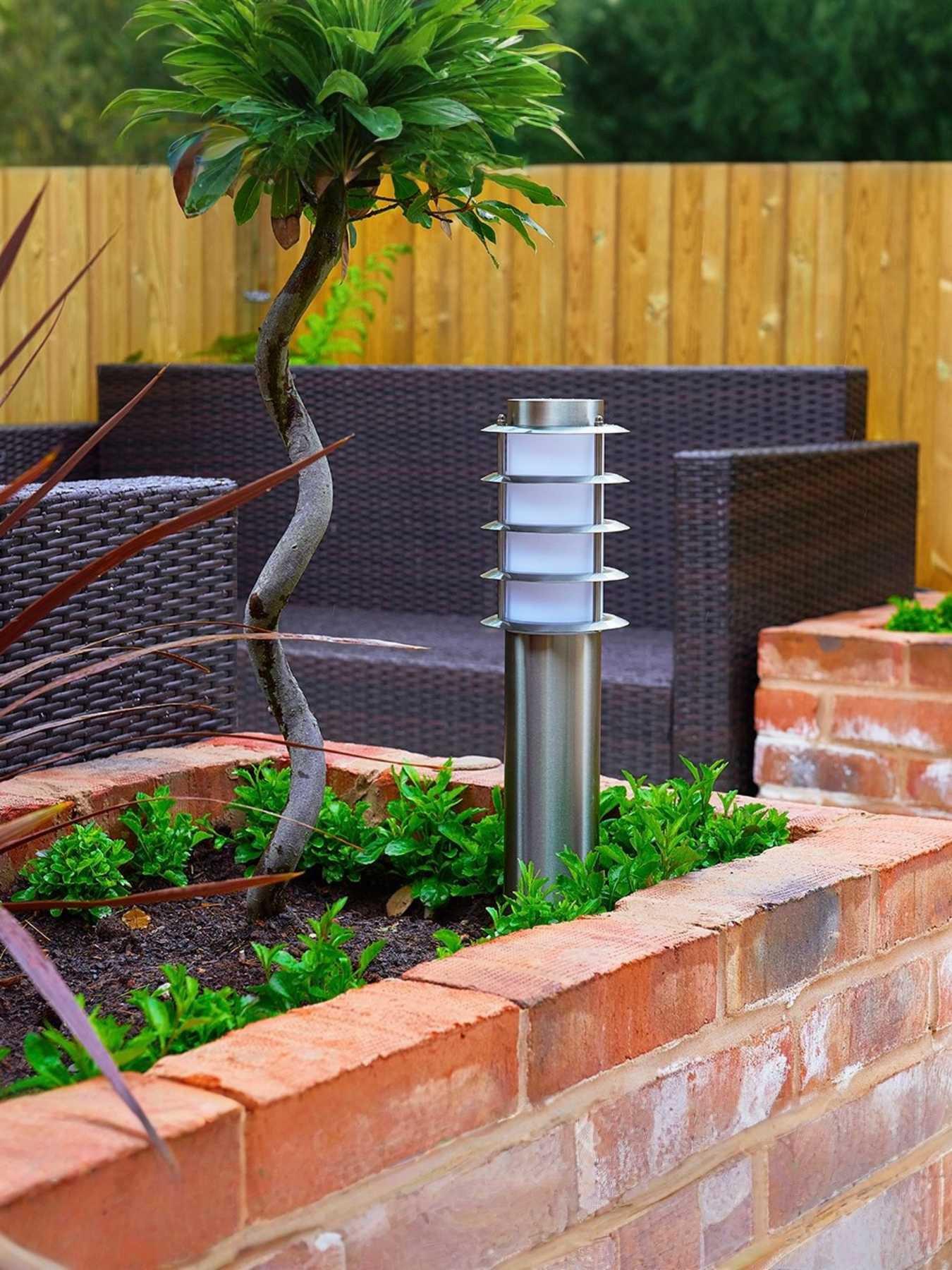 ValueLights Wharf Pair of Stainless Steel IP44 Outdoor Bollard Lights - 45cm