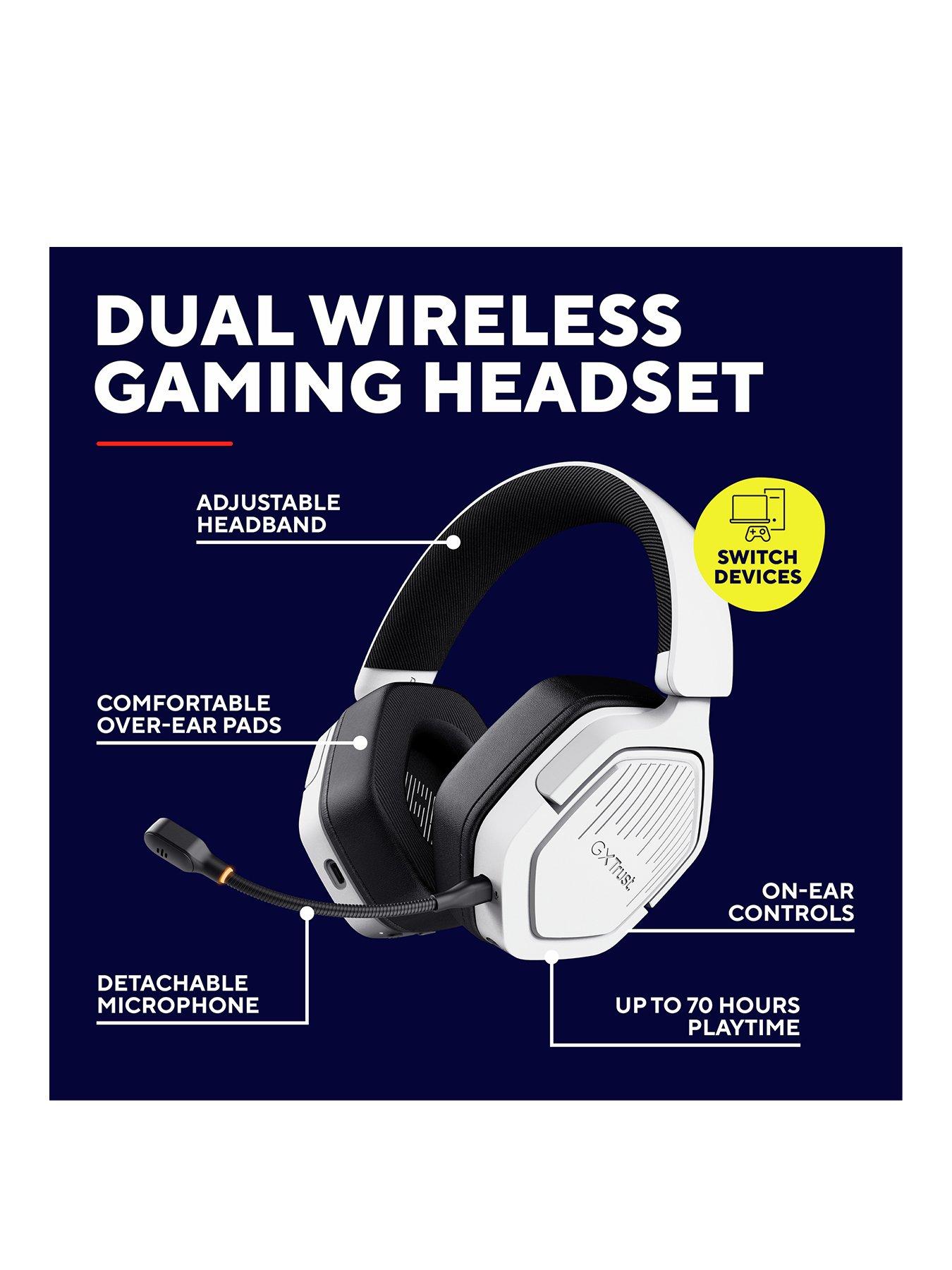 Image 3 of 8 of Trust GXT493W Carus Wireless Gaming Headset for PS4/5, Nintendo Switch 1/2, PC, Laptop, Smartphone, White