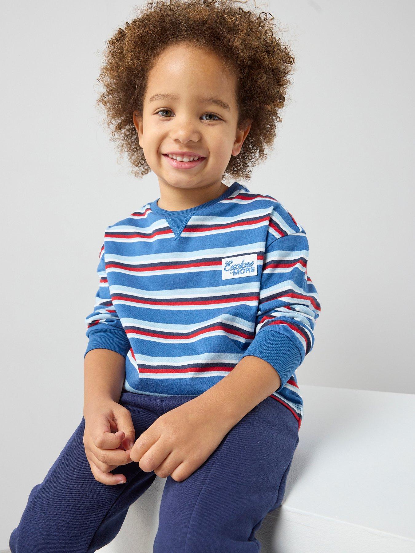The Very Collection Boys Drop Shoulder Long Sleeve Stripe T-shirt - Multi