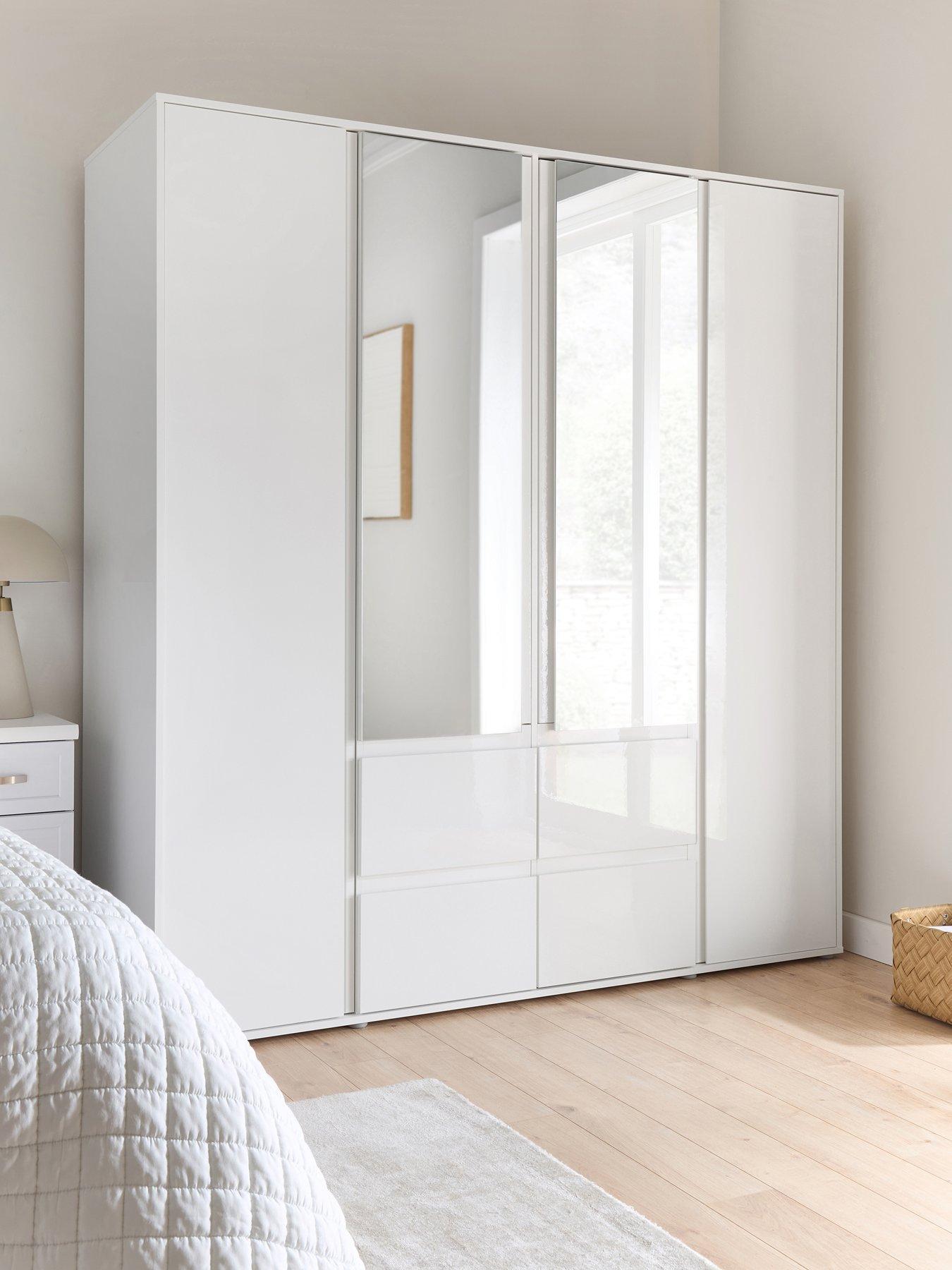 The Very Collection Layton Gloss 4 Door Combi Wardrobe - White