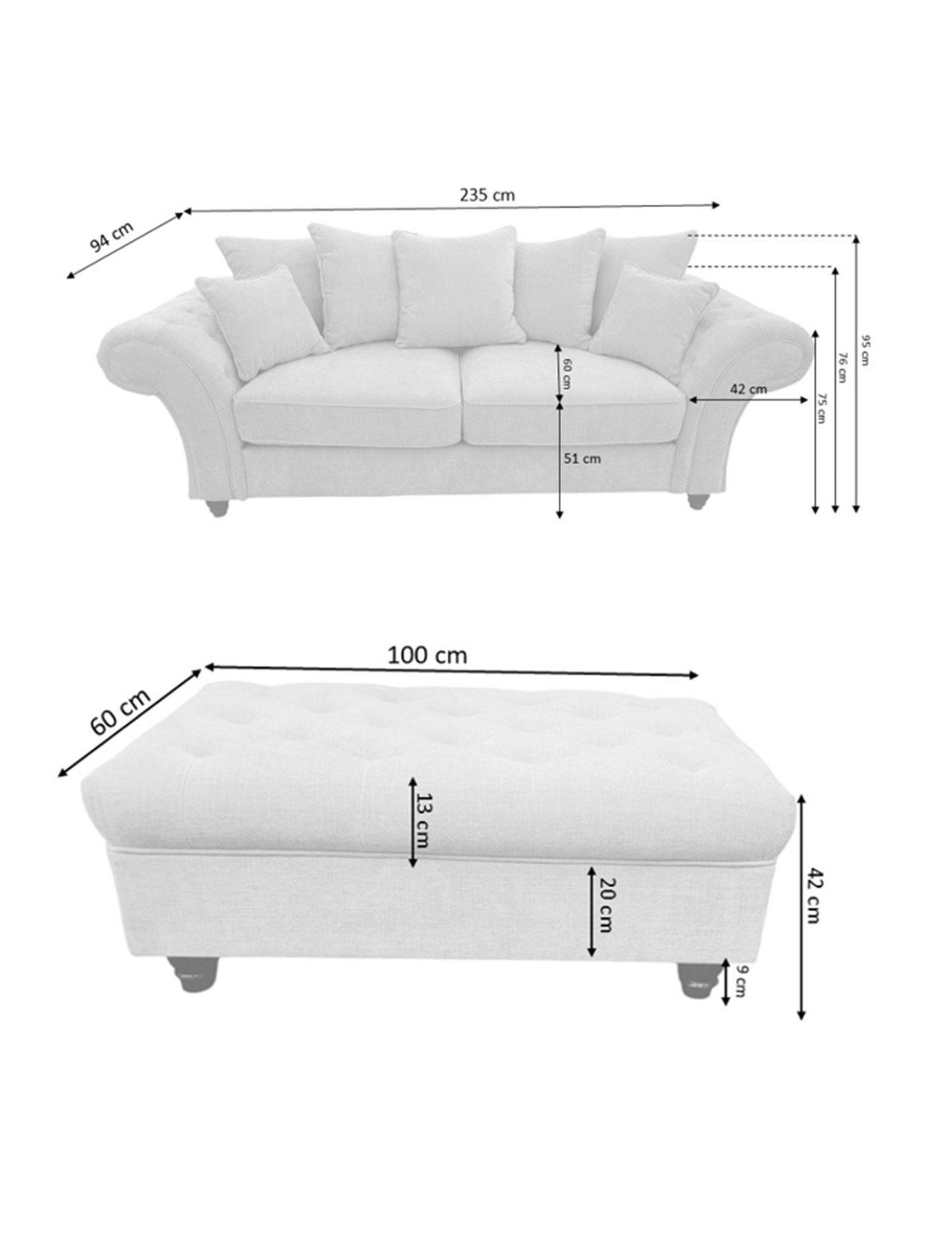 Image 5 of 6 of The Very Collection Windsor 3 Seater + Footstool