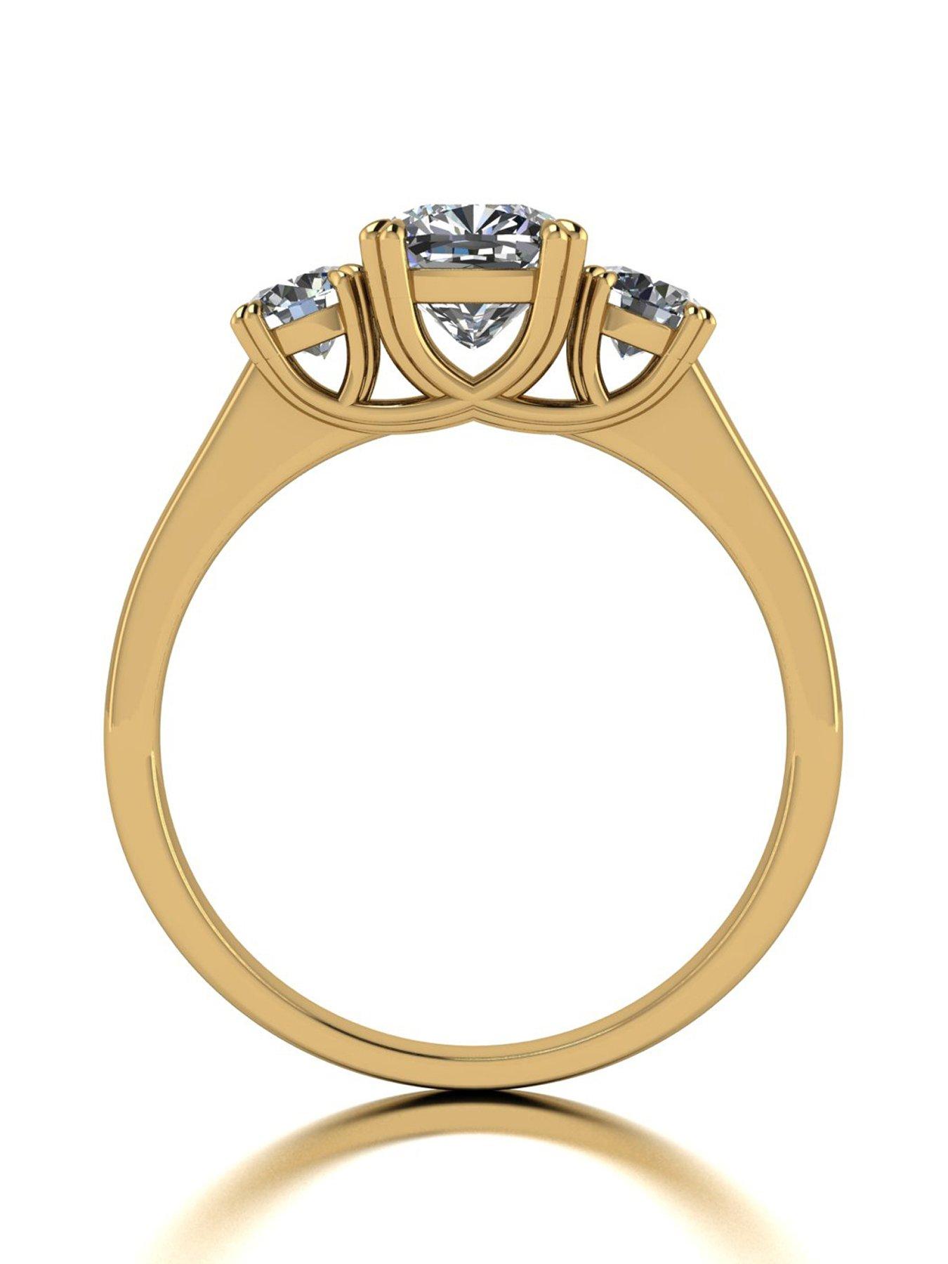 Image 2 of 5 of Moissanite 9Ct 160Ct Total Eq Criss Cross Cushion And Round Brilliant Trilogy Ring