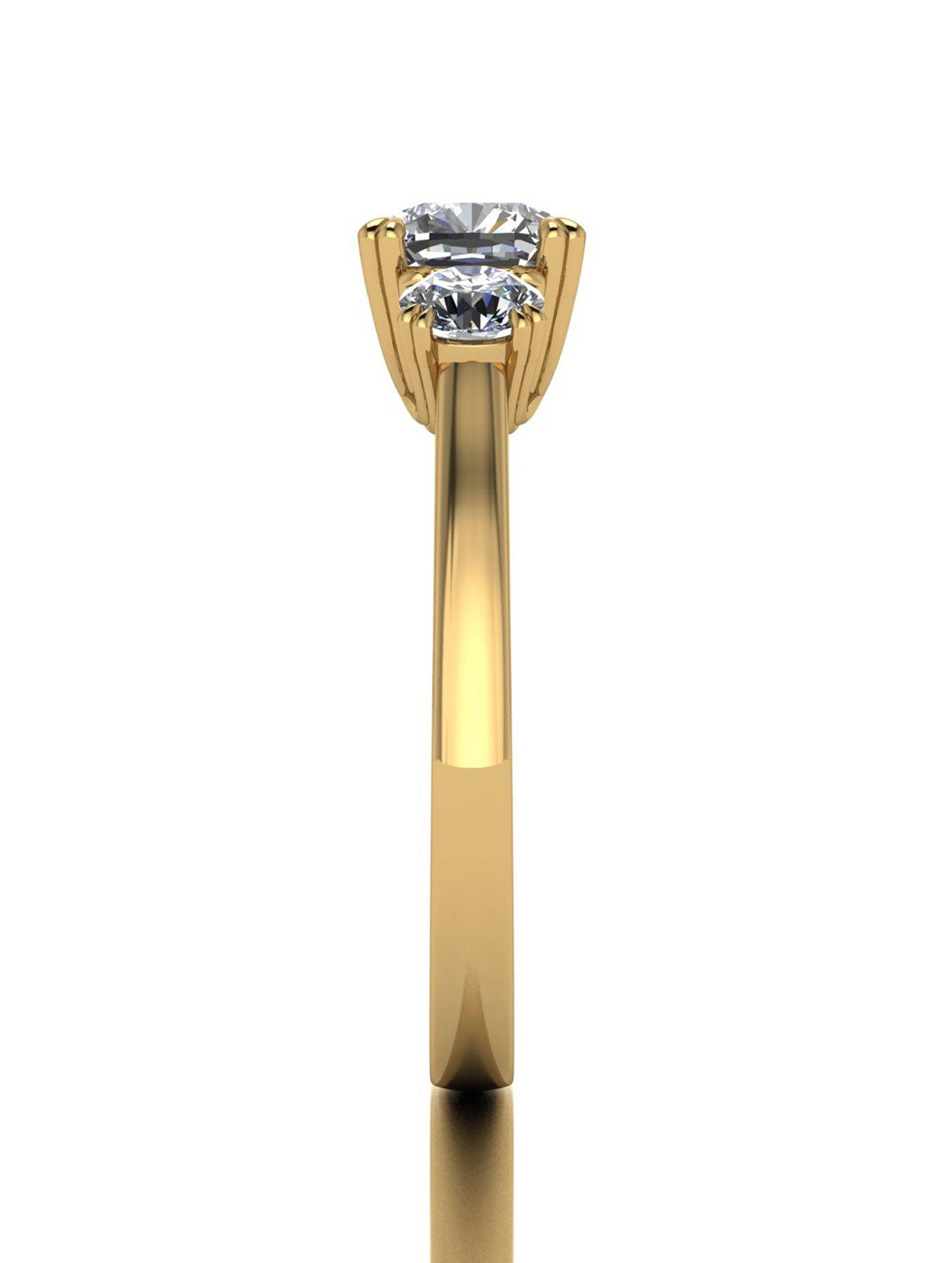 Image 3 of 5 of Moissanite 9Ct 160Ct Total Eq Criss Cross Cushion And Round Brilliant Trilogy Ring