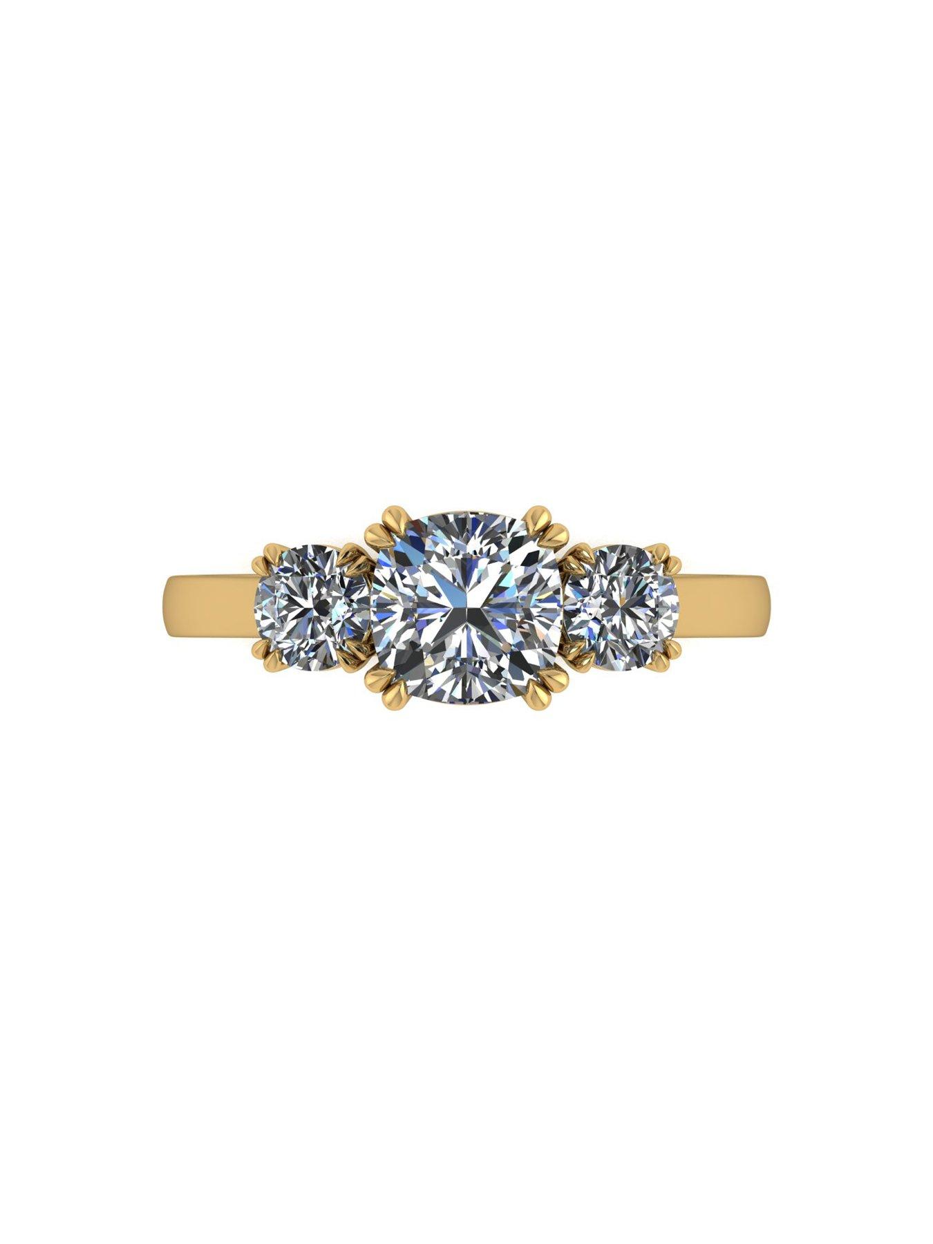 Image 4 of 5 of Moissanite 9Ct 160Ct Total Eq Criss Cross Cushion And Round Brilliant Trilogy Ring