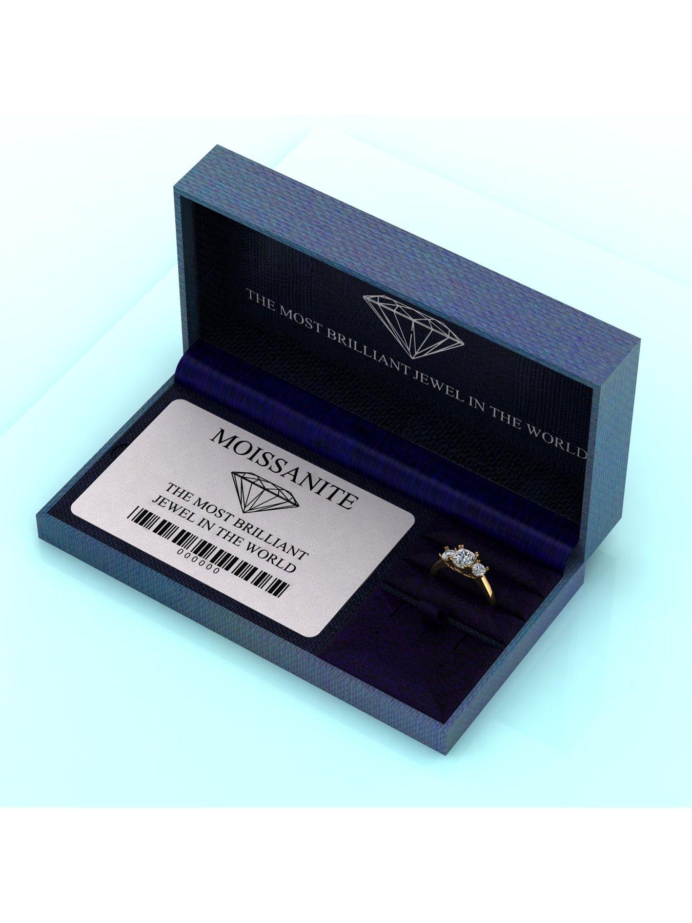 Image 5 of 5 of Moissanite 9Ct 160Ct Total Eq Criss Cross Cushion And Round Brilliant Trilogy Ring