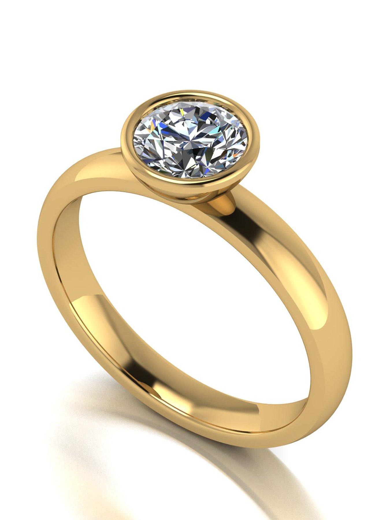 undefined 9Ct 1Ct Rub Set Wed Fit Solitaire Ring - Gold