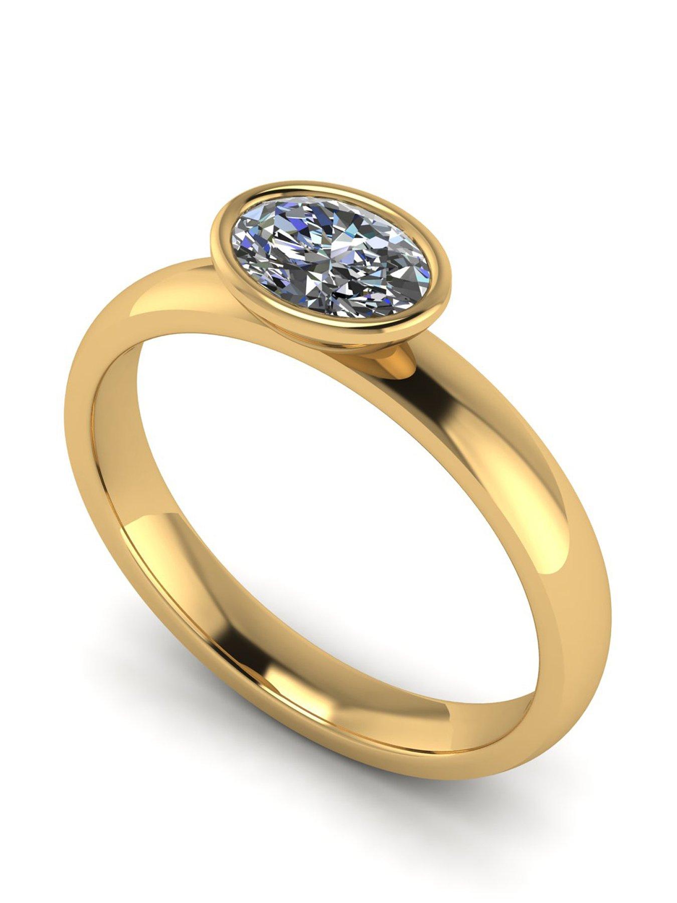 undefined 9Ct Gold 090Ct Rub Set Oval Wed Fit Solitaire Ring
