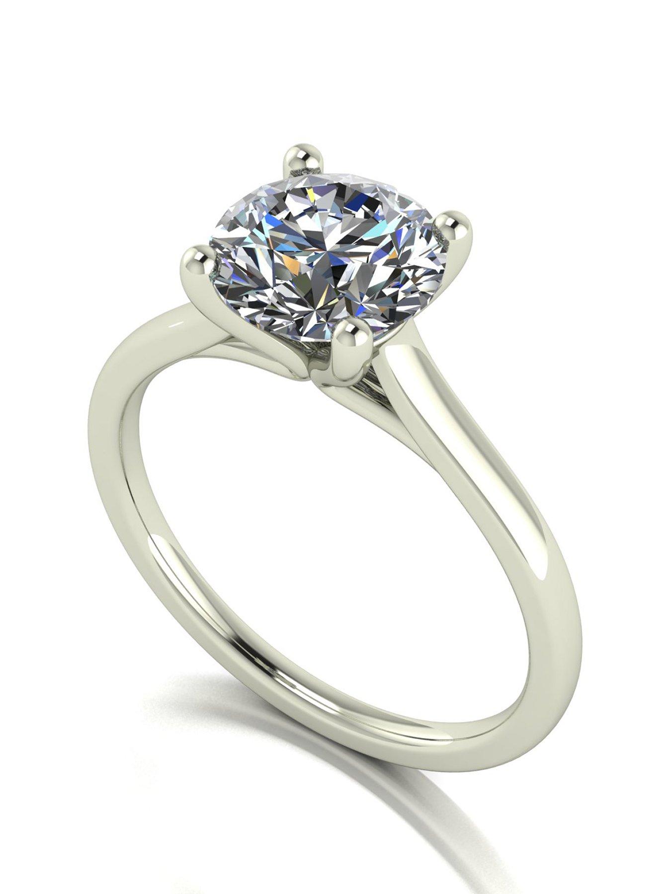 Moissanite 9Ct Gold 15Ct Eq Solitaire Ring - White