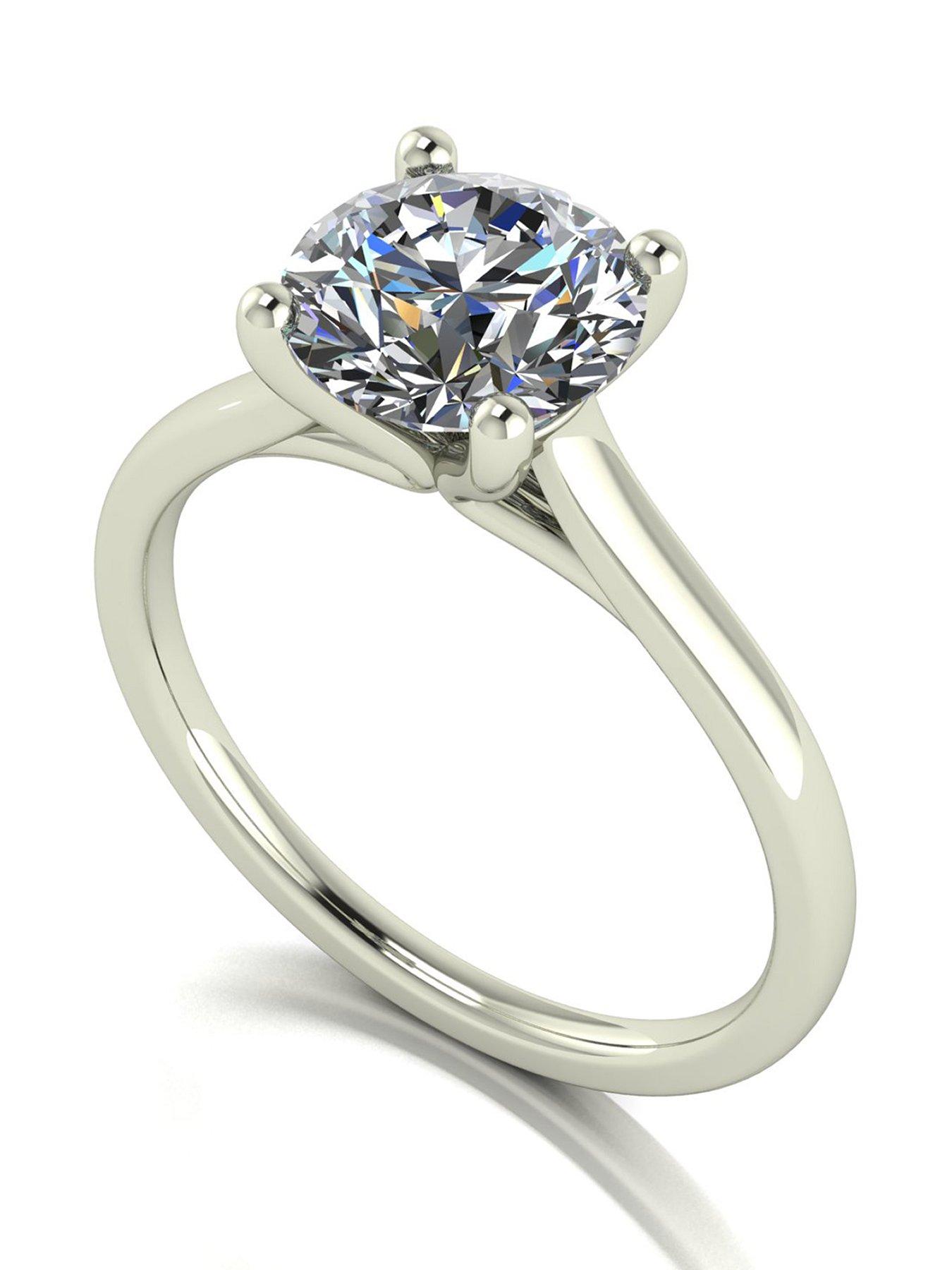 Moissanite 9Ct Gold 15Ct Eq Solitaire Ring - White