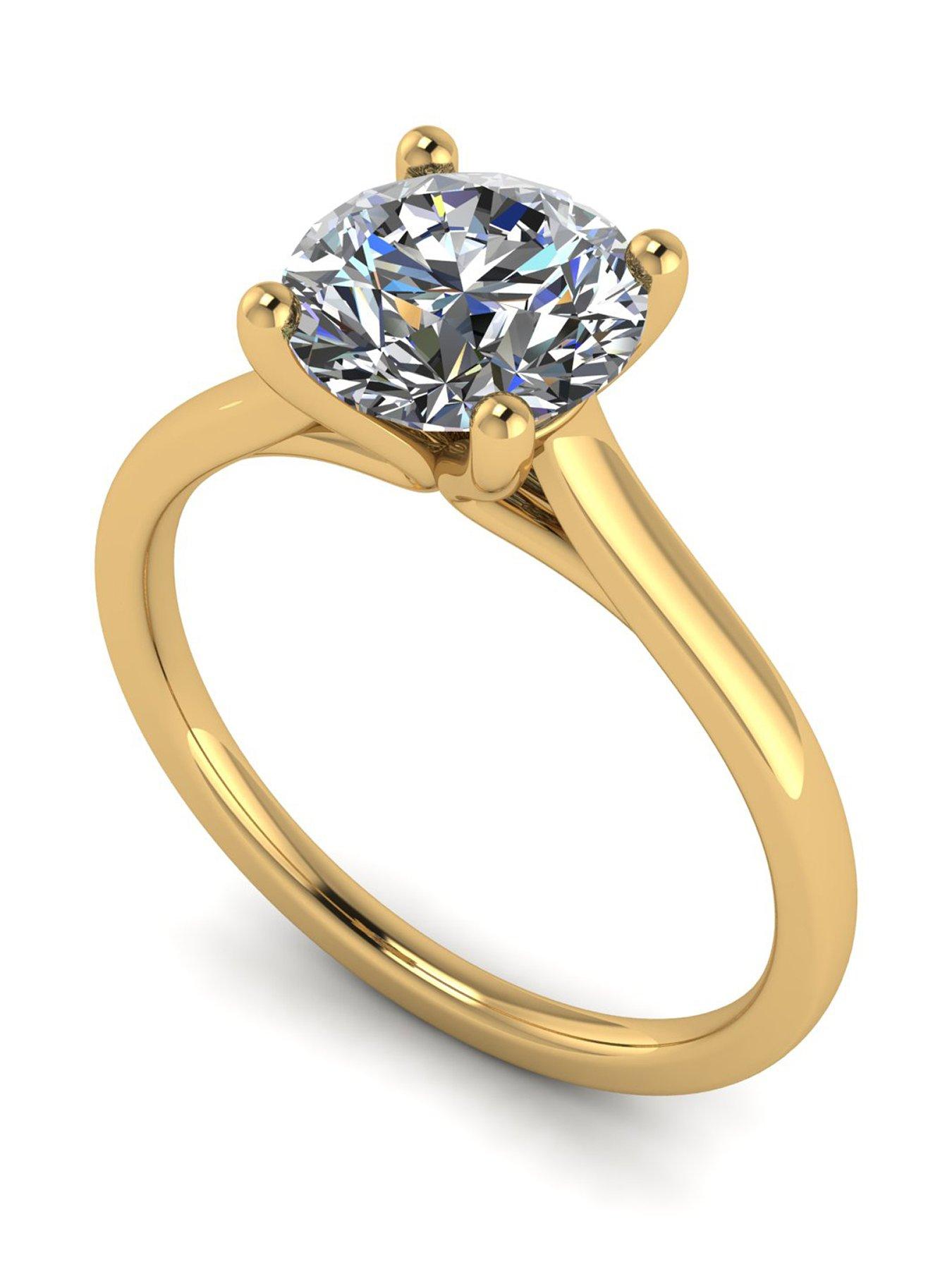 Moissanite 9Ct Gold 15Ct Eq Solitaire Ring